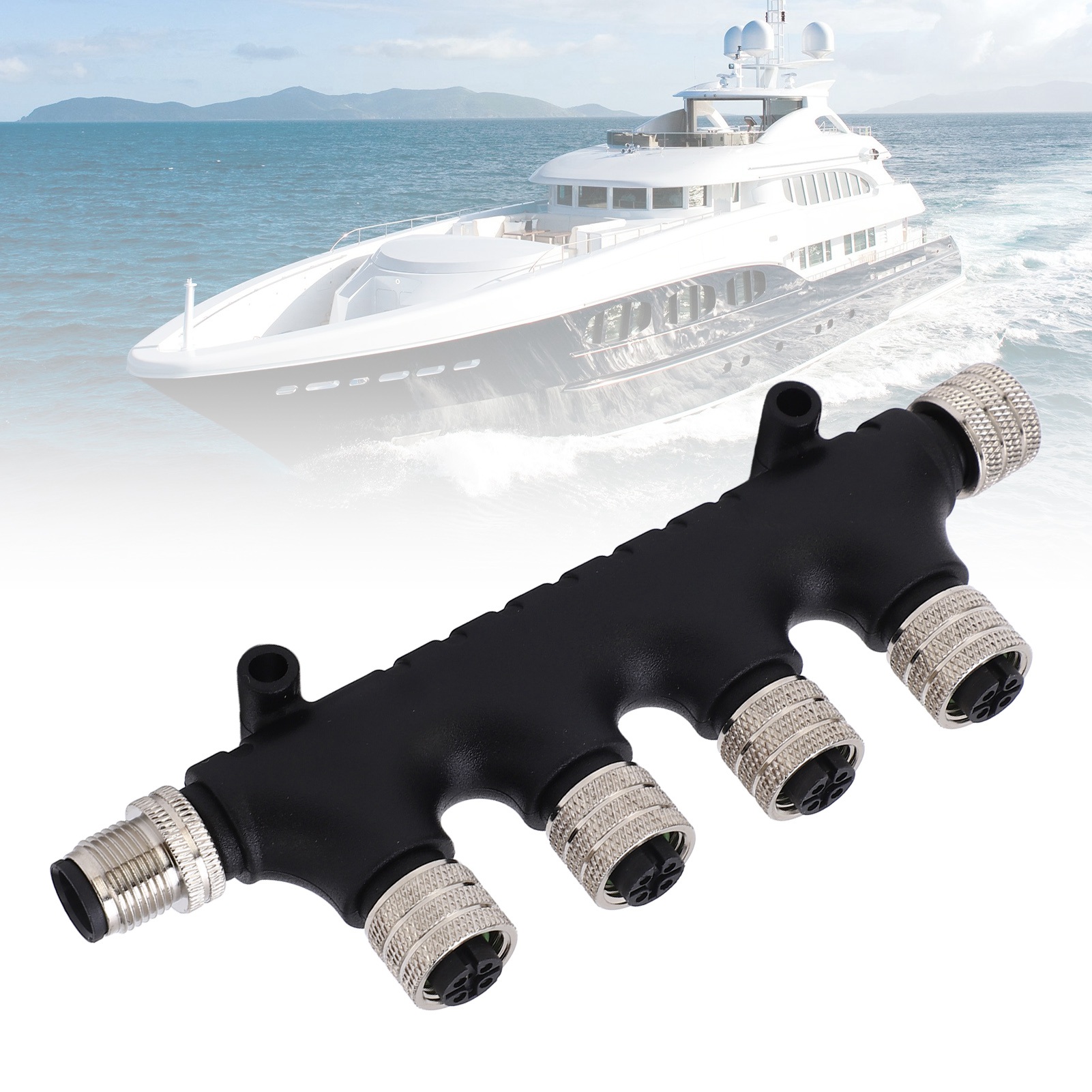 Bootszubehör: 4-port Nmea 2000 T-stecker, M12-5 Metallmutter, Kompatibel Mit Lowrance, Simrad, B&g, Navico Und Garmin Netzwerken.