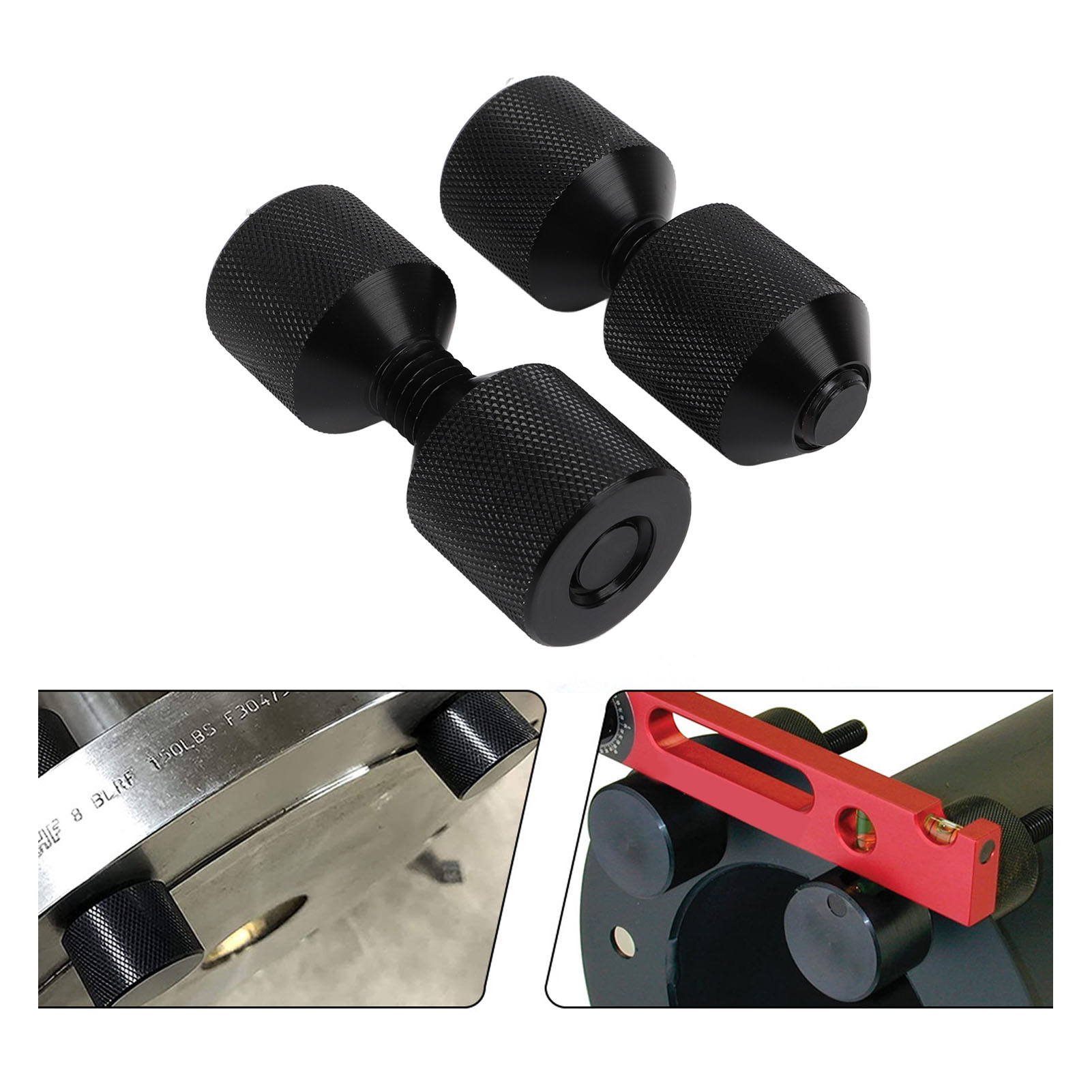 Zweiteiliger Flanschpositionierungsstiftsatz Mit Zwei Löchern (1-1/8 Zoll), Aluminium 6061, Schwarz