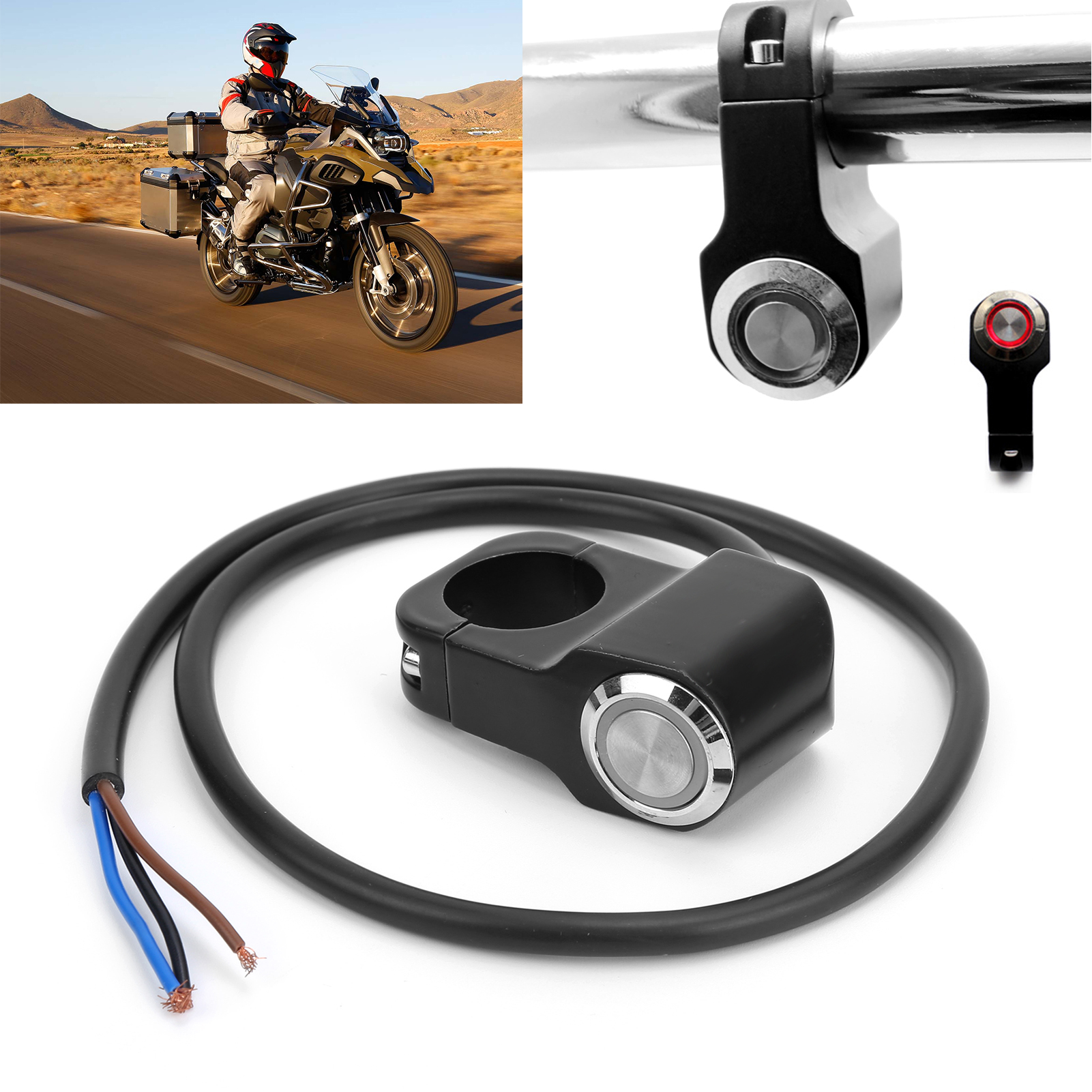 Motorrad-lenkerumbauschalter Für 22-mm-lenker (mit Verriegelungsmechanismus) Mit Roter Leuchte
