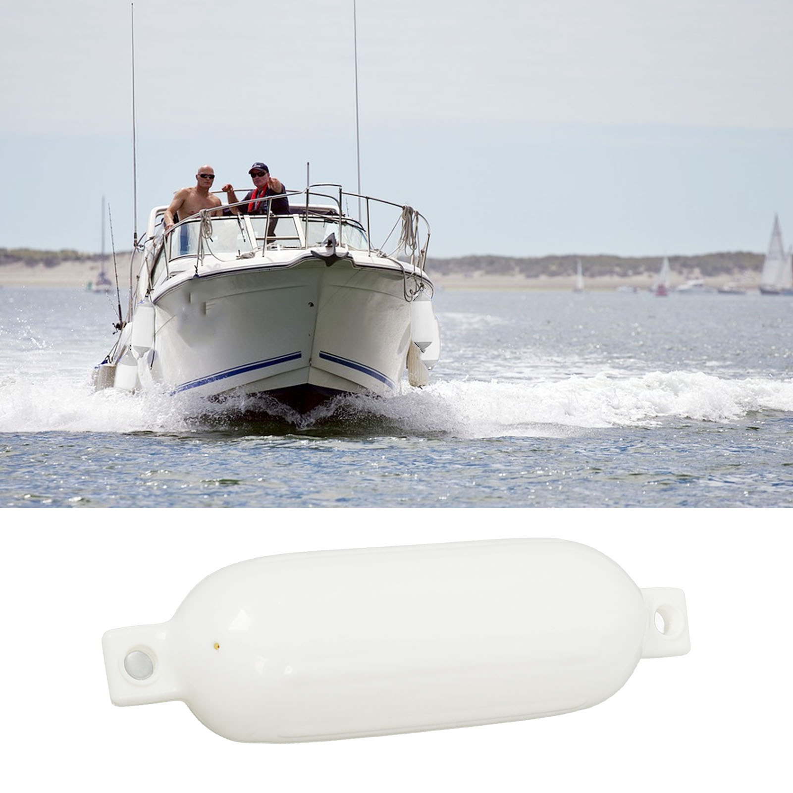Vier Weiße Fender (16,5 X 58,5 Cm) Mit 2 M Weißem Seil. Marinefender Und -abweiser, Geeignet Für Yachten, Fischerboote Und Schlauchboote (lieferung Ohne Gas). (übergewicht) (übergröße) (übergewicht) (