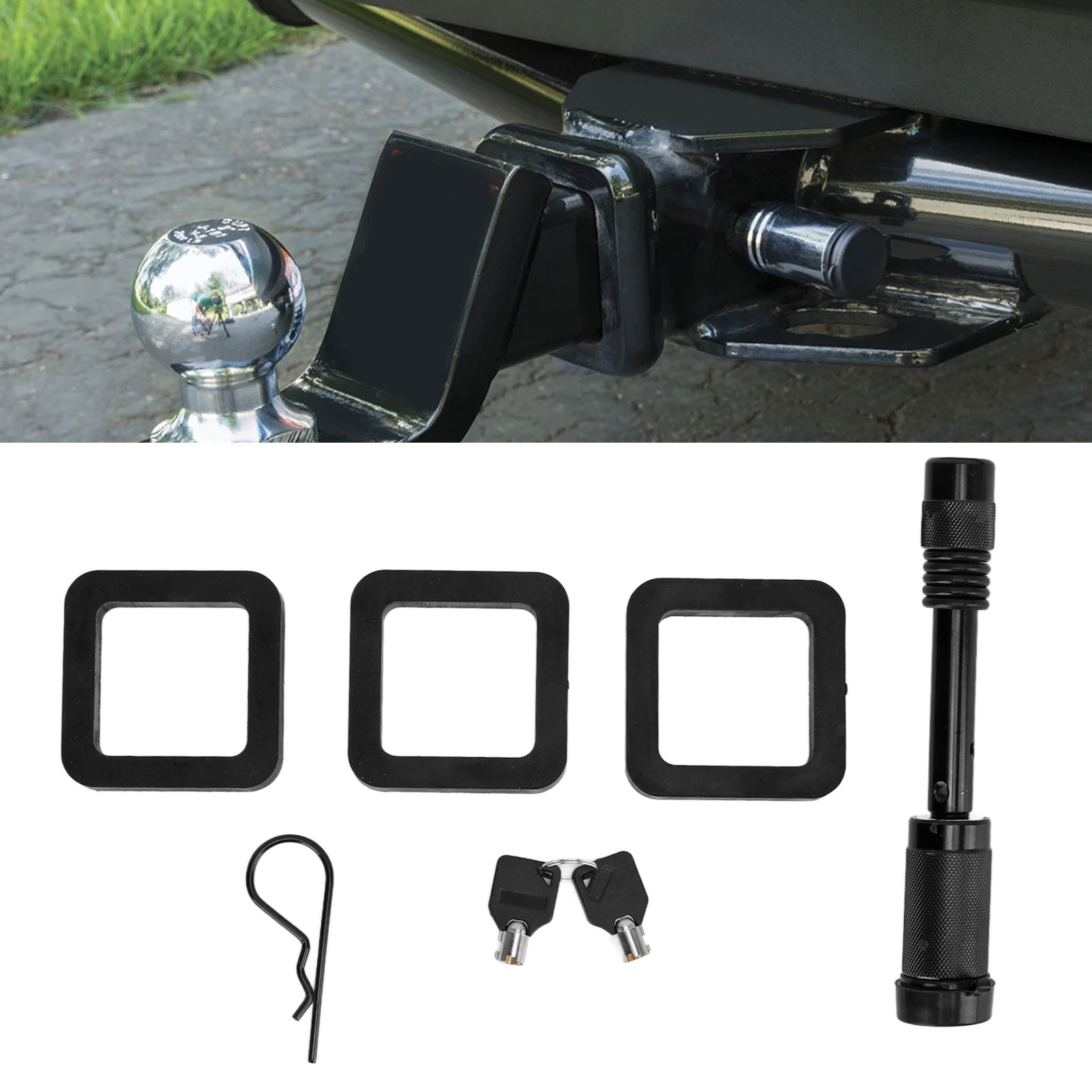 5/8" Schwarzer Verriegelungsbolzen Für Anhängerkupplung Mit 3 X 2" Schalldämpfungspads Für 2"-aufnahmen, Passend Für Anhänger, Wohnwagen Und Wohnmobile (cp-3018)