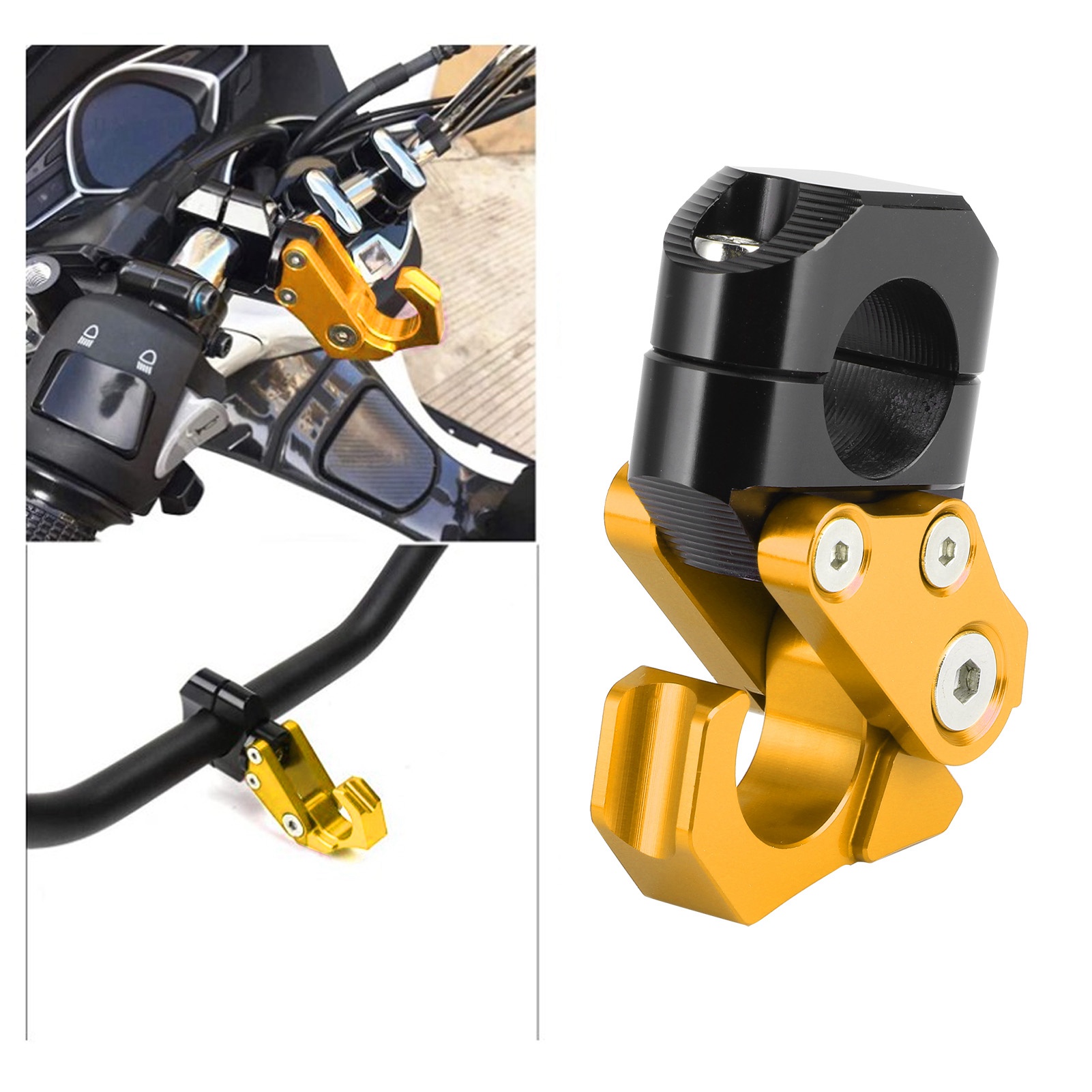 Klappbare Motorradlenkerhaken Und Helmhaken, Universal 22 Mm, Passend Für Die Marken Yamaha, Kawasaki, Honda Und Suzuki (gold).