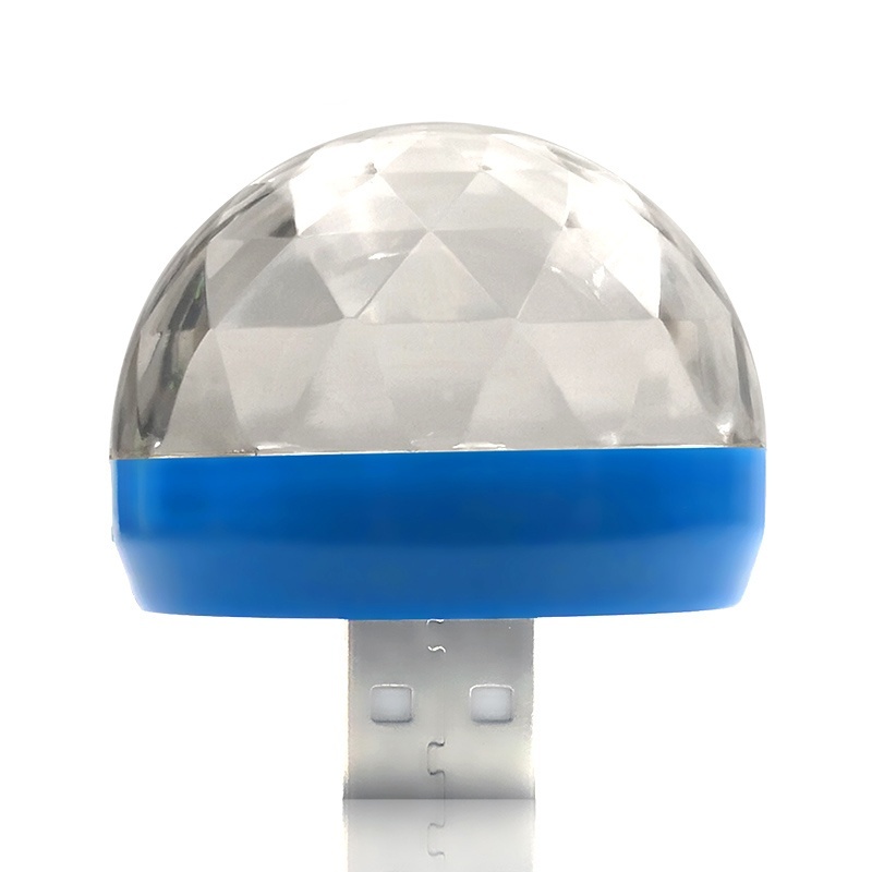[yuexinghui] Neue Mini-usb-led-bühnenleuchte Mit Sieben Farben Und Sprachsteuerung Für Autos (blau)