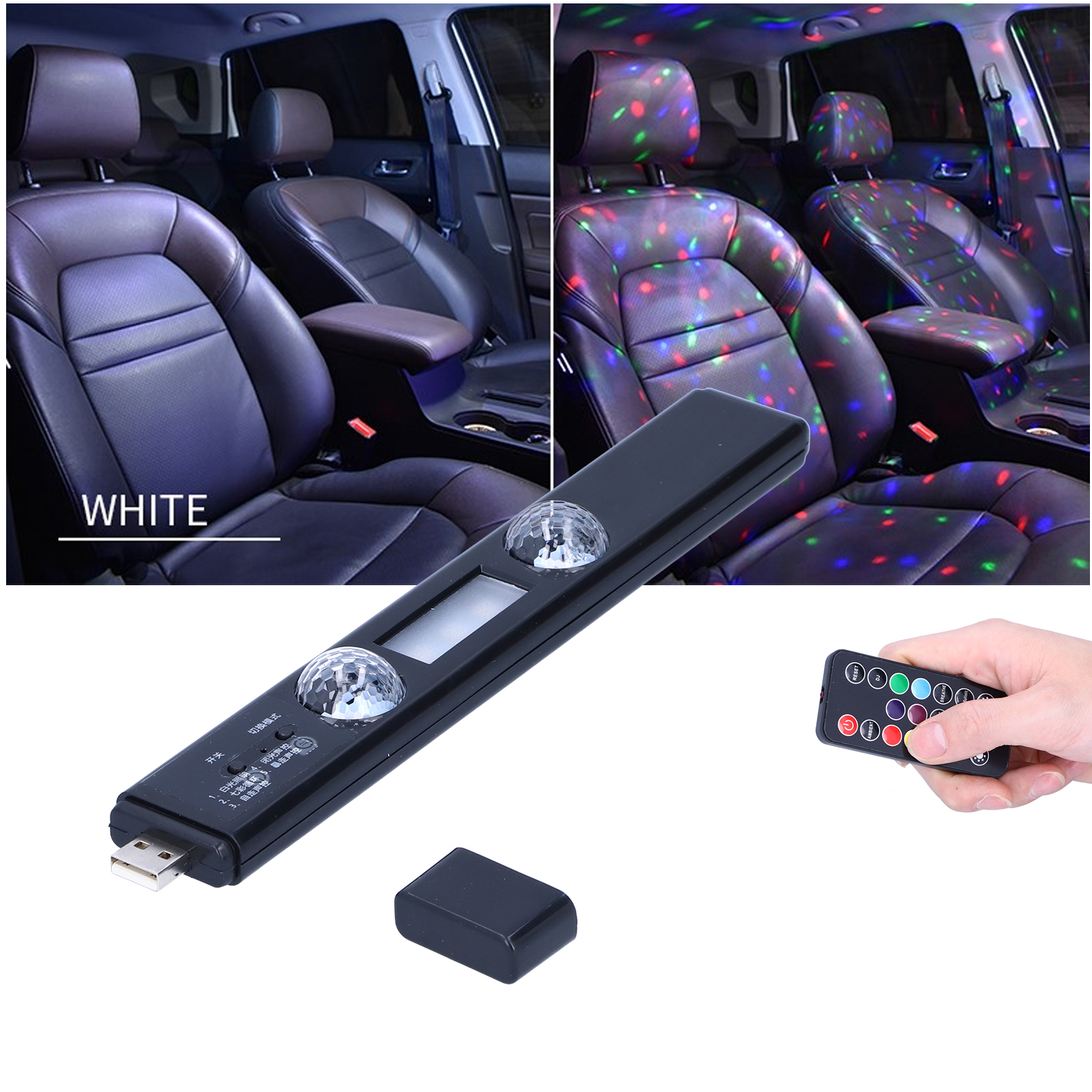 Kabellose Ambientebeleuchtung Für Autos, Ferngesteuerte Ambientebeleuchtung, Siebenfarbige, Rhythmische Musikbeleuchtung D88 (fernbedienung Mit Batterie, Produkt Mit Integrierter Batterie).