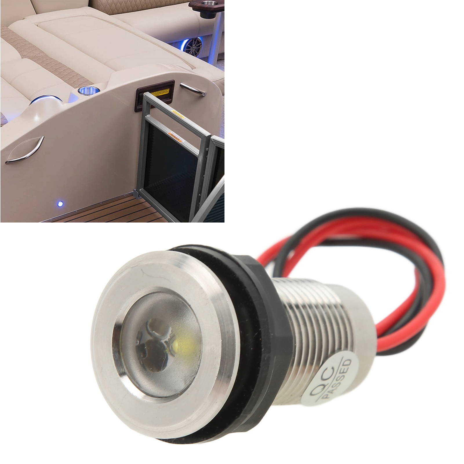 Einbau-led-heck-/u-boot-leuchte Aus Edelstahl 316, 1 Zoll, 12–24 V (ih-bl-d25), Blau