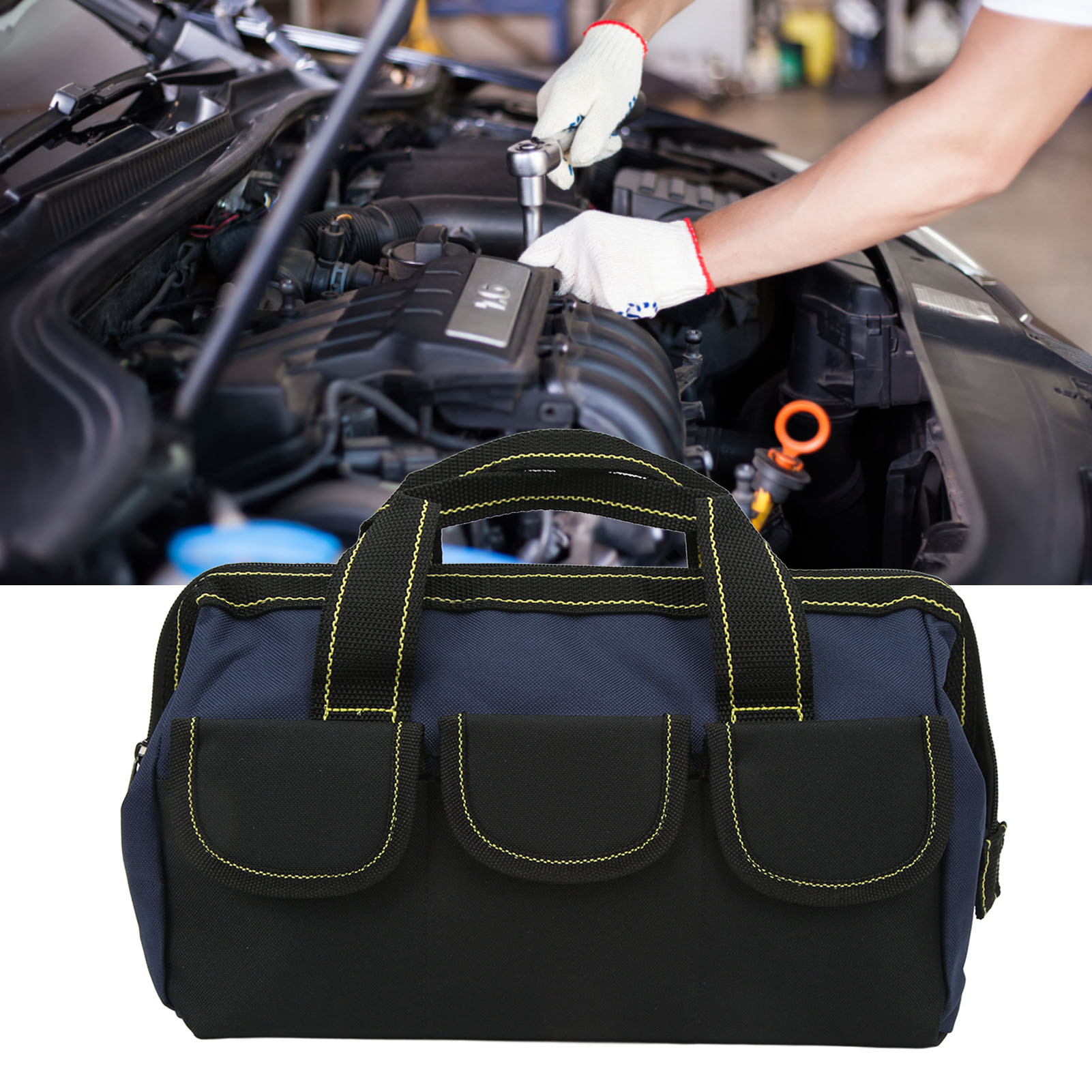 13-zoll-multifunktions-werkzeugtasche/aufbewahrungstasche Mit Großer Öffnung Und Robustem Griff, Blau-schwarz.