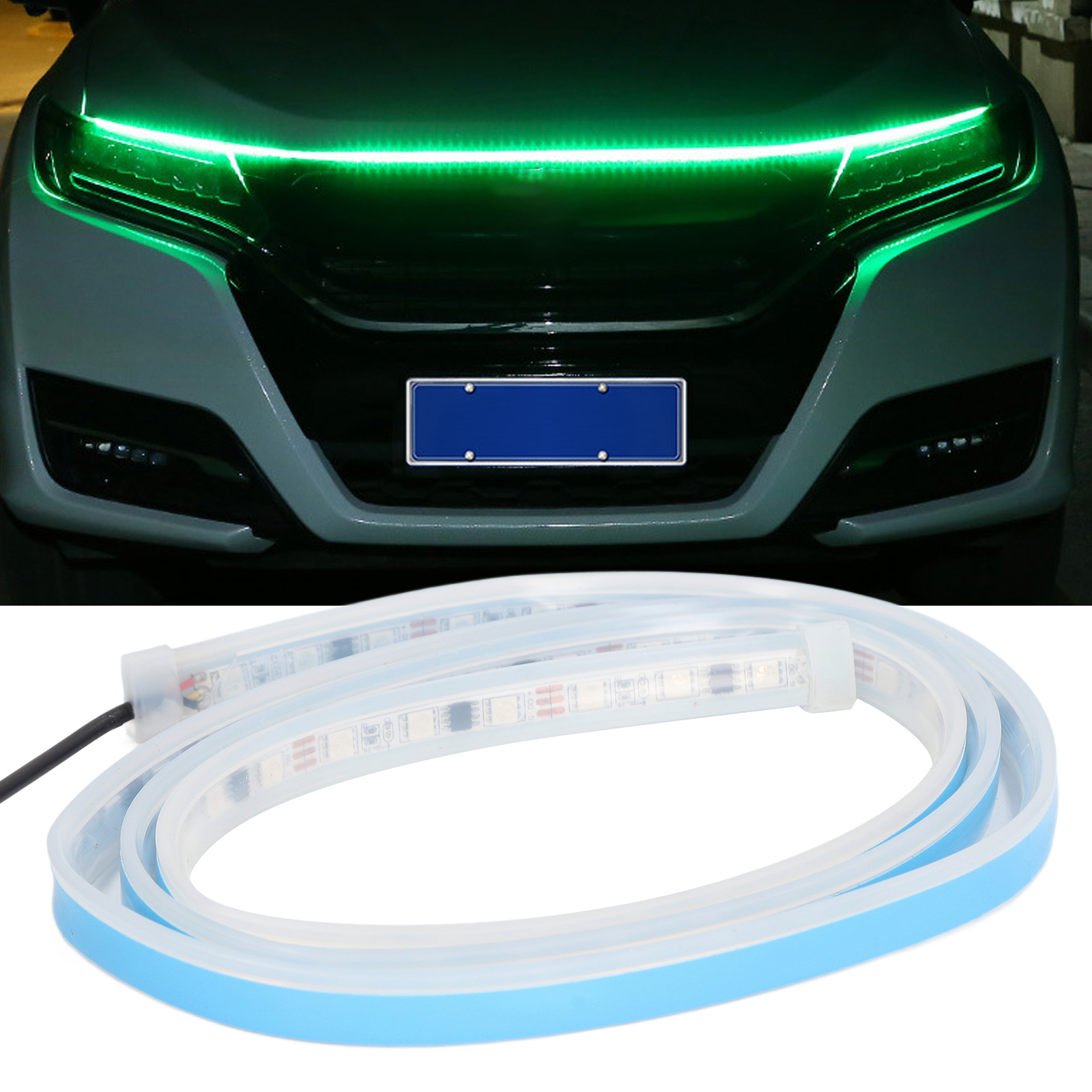 1,5 Meter Langer, Wasserdichter, Flexibler Led-lichtstreifen Für Fahrzeuge, Siebenfarbige Ambientebeleuchtung Für Die Motorhaube, Version Mit Rgb-fernbedienung (inkl. Integrierter Batterie).