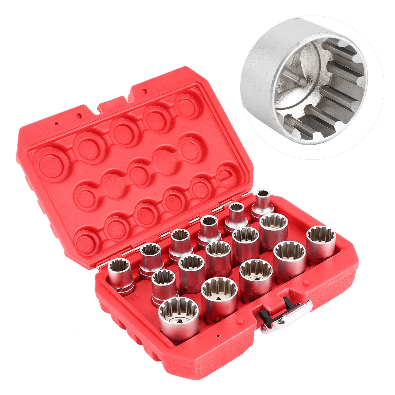 Satz Mit 16 Universellen 1/2" Dr. Sae/metric 12-punkt-nut-steckschlüsseln (farbe Der Schachtel Zufällig)