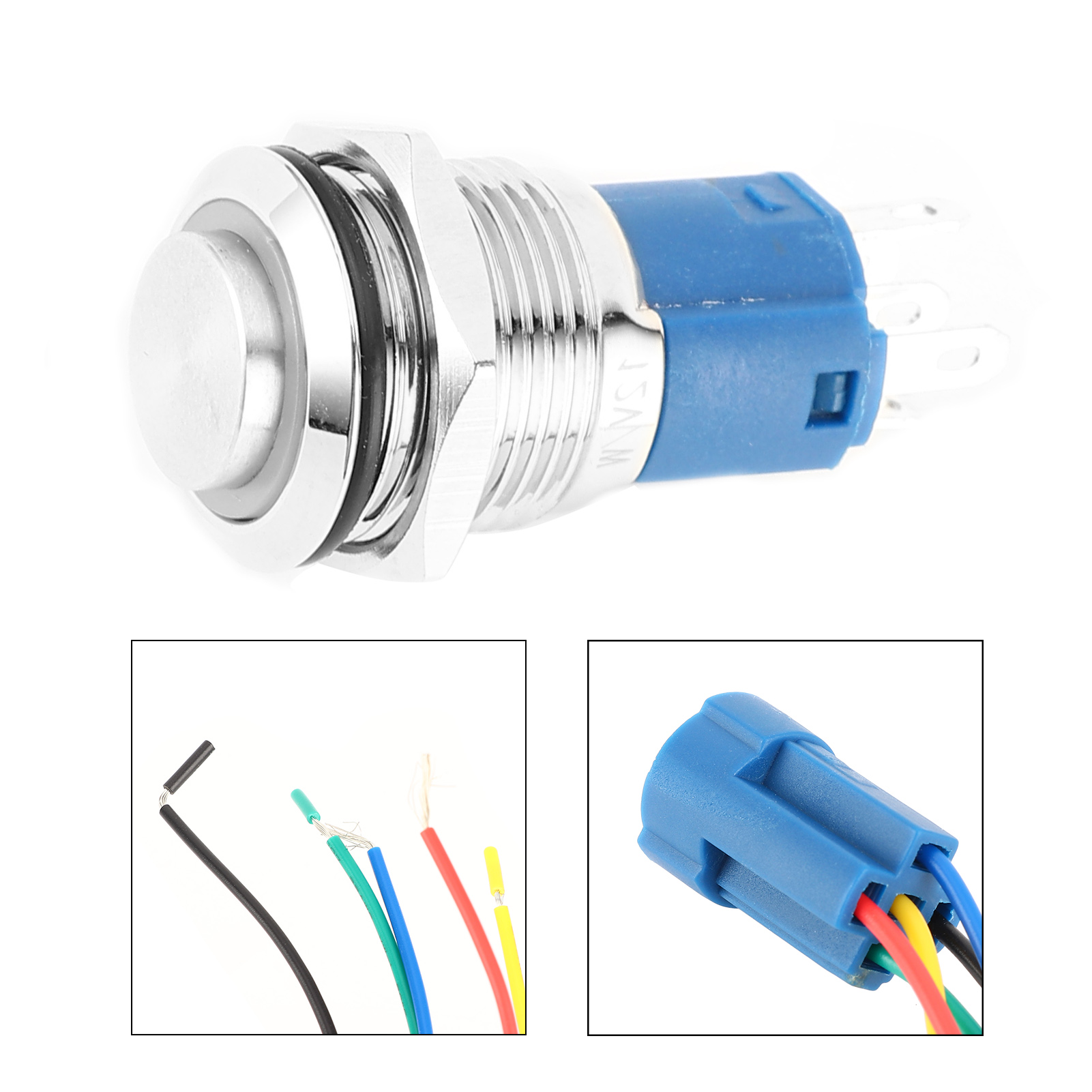 16-mm-metall-druckknopfschalter, Wasserdicht, Mit Led-anzeige, Automatischer Verriegelung Und Rückstellung, Weißes Licht.