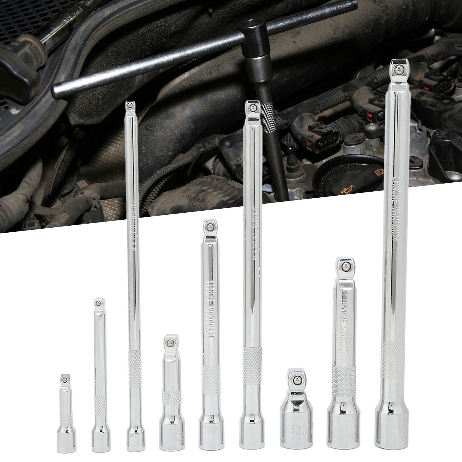 9-teiliges Schwenkhülsen-verlängerungsset, 1/4", 3/8", 1/2" Antriebshülsen-verlängerungsset.