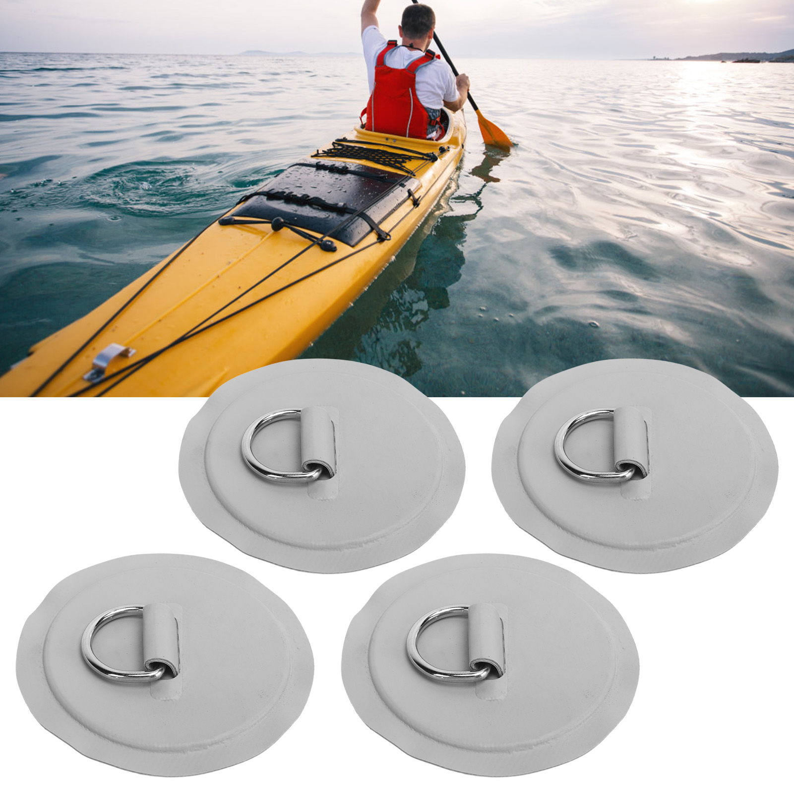 Graues Marine-ankerset Bestehend Aus 4 Edelstahlteilen, Einem D-ring, Einer Pvc-platte Und Einem 3,6 M (11,8 Ft) Langen Ankerseil.