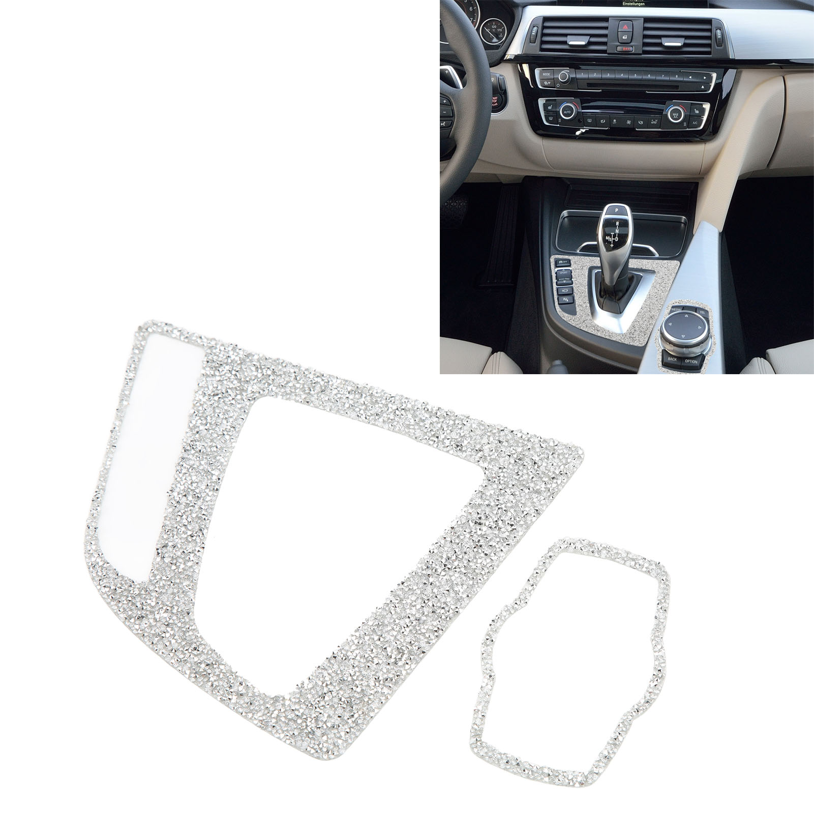 Strass-schalthebelabdeckung, Multimedia-rahmen, Reflektierende Dekoration, Kompatibel Mit Bmw F30 F31 F32 Lhd (2 Stück)