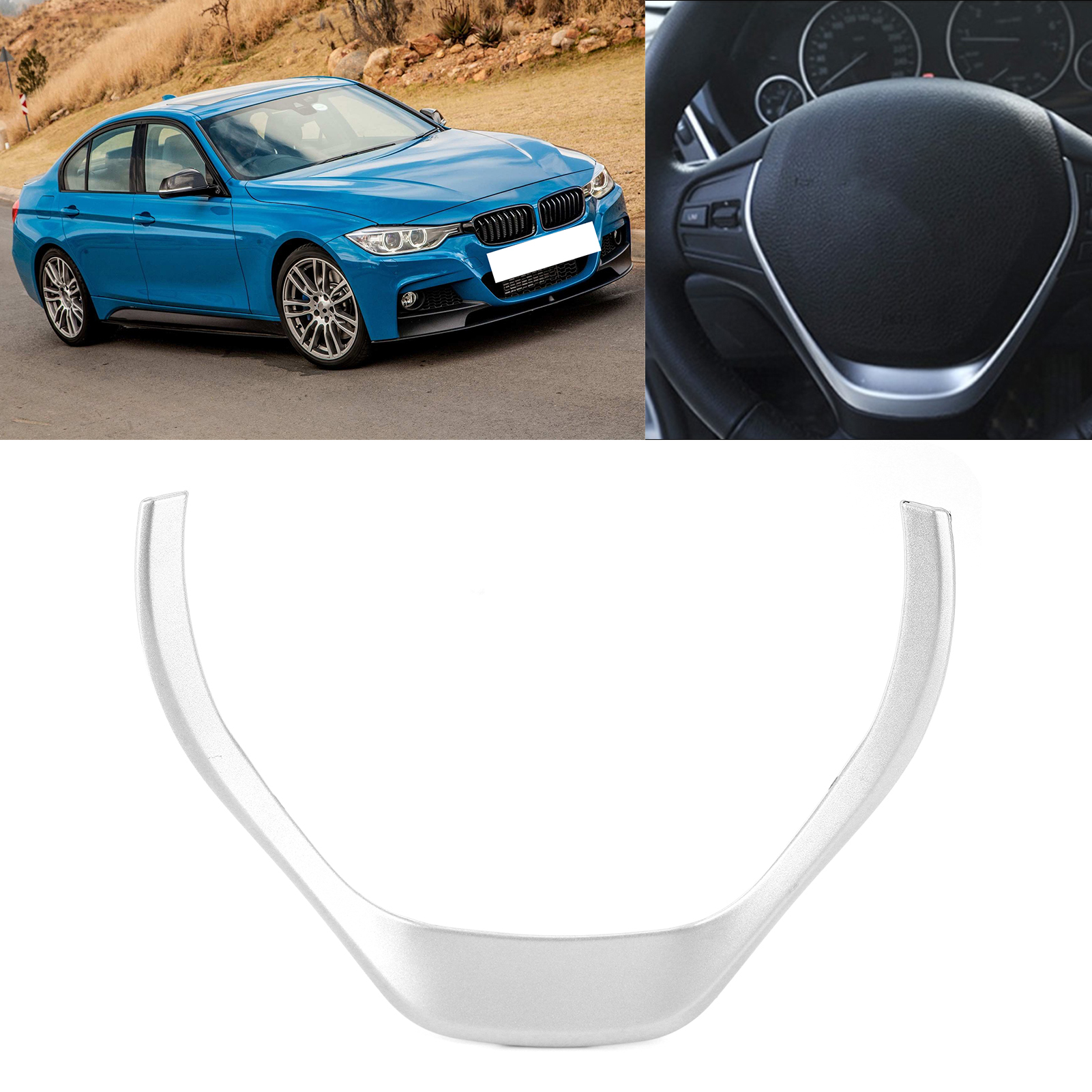 Modifizierter Lenkradrahmen Aus Silberner Kohlefaser, Passend Für Bmw 3er F30 F31 F34 2013-2018, Silber.
