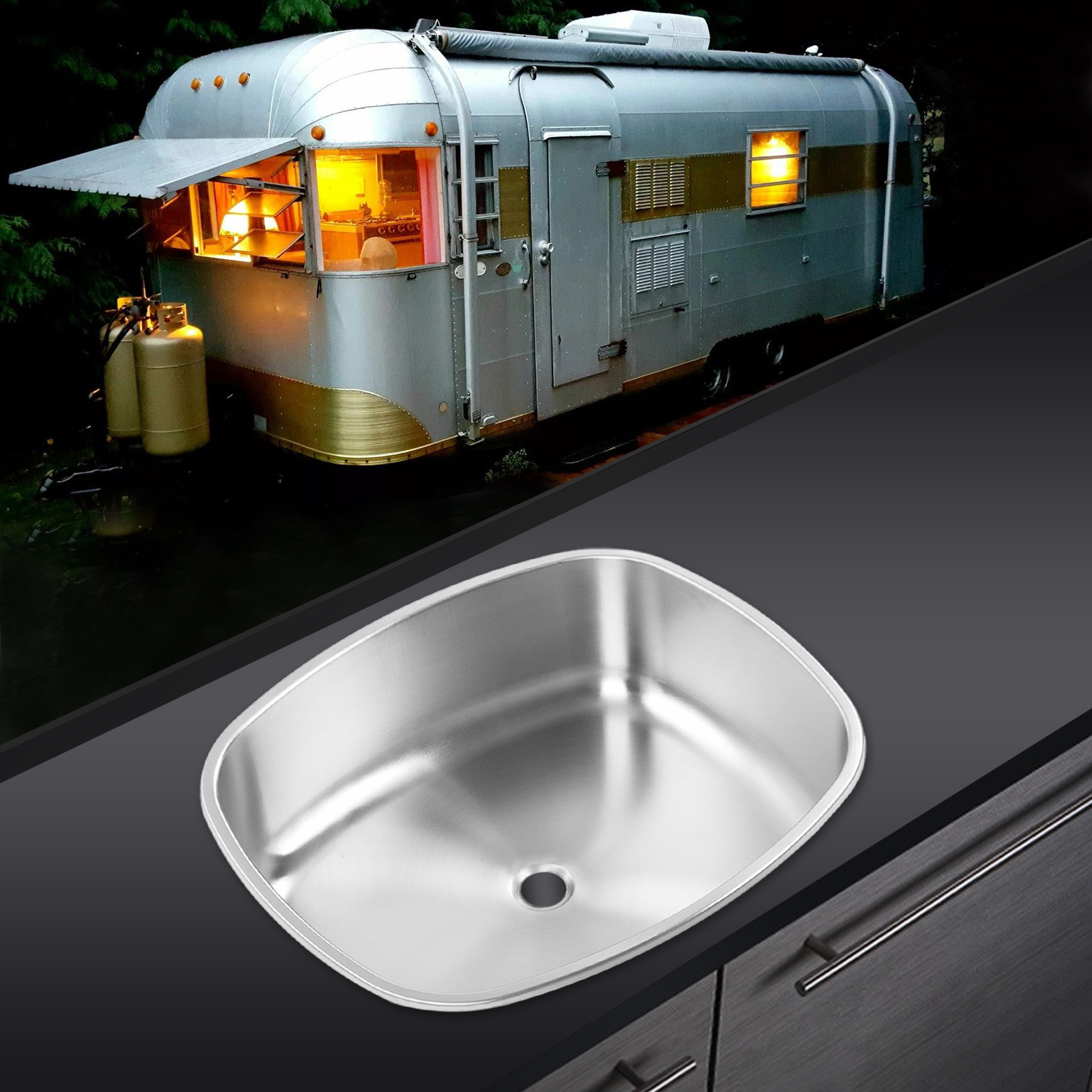 Zubehör Für Wohnmobile: 455390160 Mm Edelstahl 304 Spülbecken/waschbecken Mit 40 Mm Abflussgarnitur Für Wohnmobile, Wohnwagen, Yachten, Badezimmer Und Küchen (gr-569) (übergröße) (übergewicht)