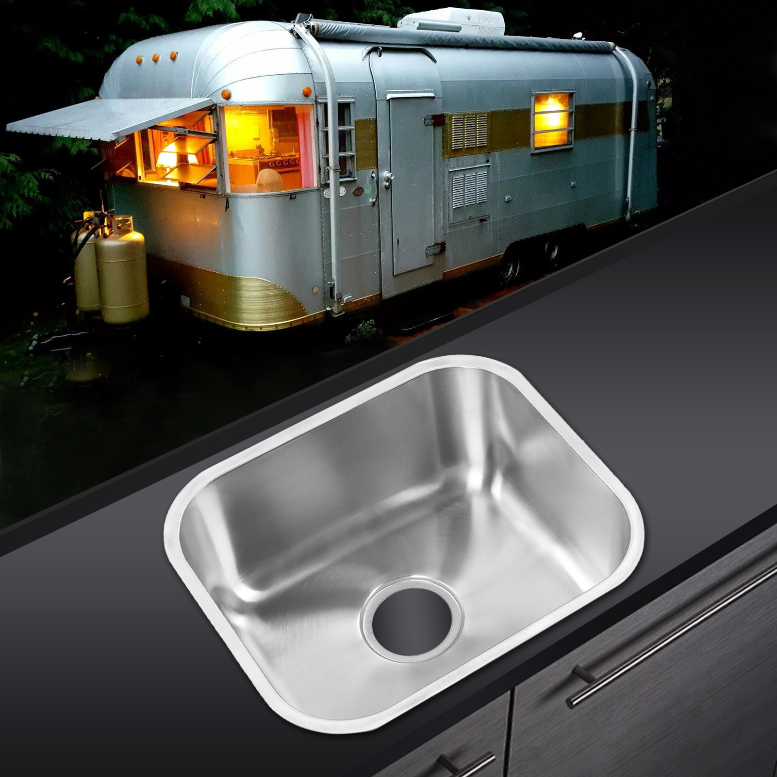 Zubehör Für Wohnmobile: 400340180 Mm Edelstahl 304 Spülbecken/waschbecken Mit 90 Mm Abflussgarnitur Für Wohnmobile, Wohnwagen, Yachten, Badezimmer Und Küchen (gr-540) (übergröße) (übergewicht)