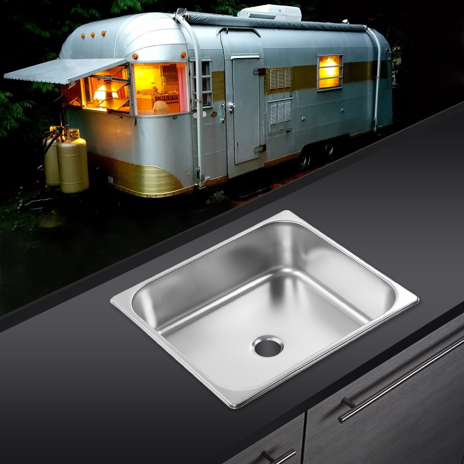 Zubehör Für Wohnmobile: Quadratische Einbauspüle 330 X 300 X 100 Mm Aus Edelstahl 304 Mit 40 Mm Abflussgarnitur Für Wohnmobile, Freizeitfahrzeuge, Yachten, Badezimmer Und Küchen (gr-23100)