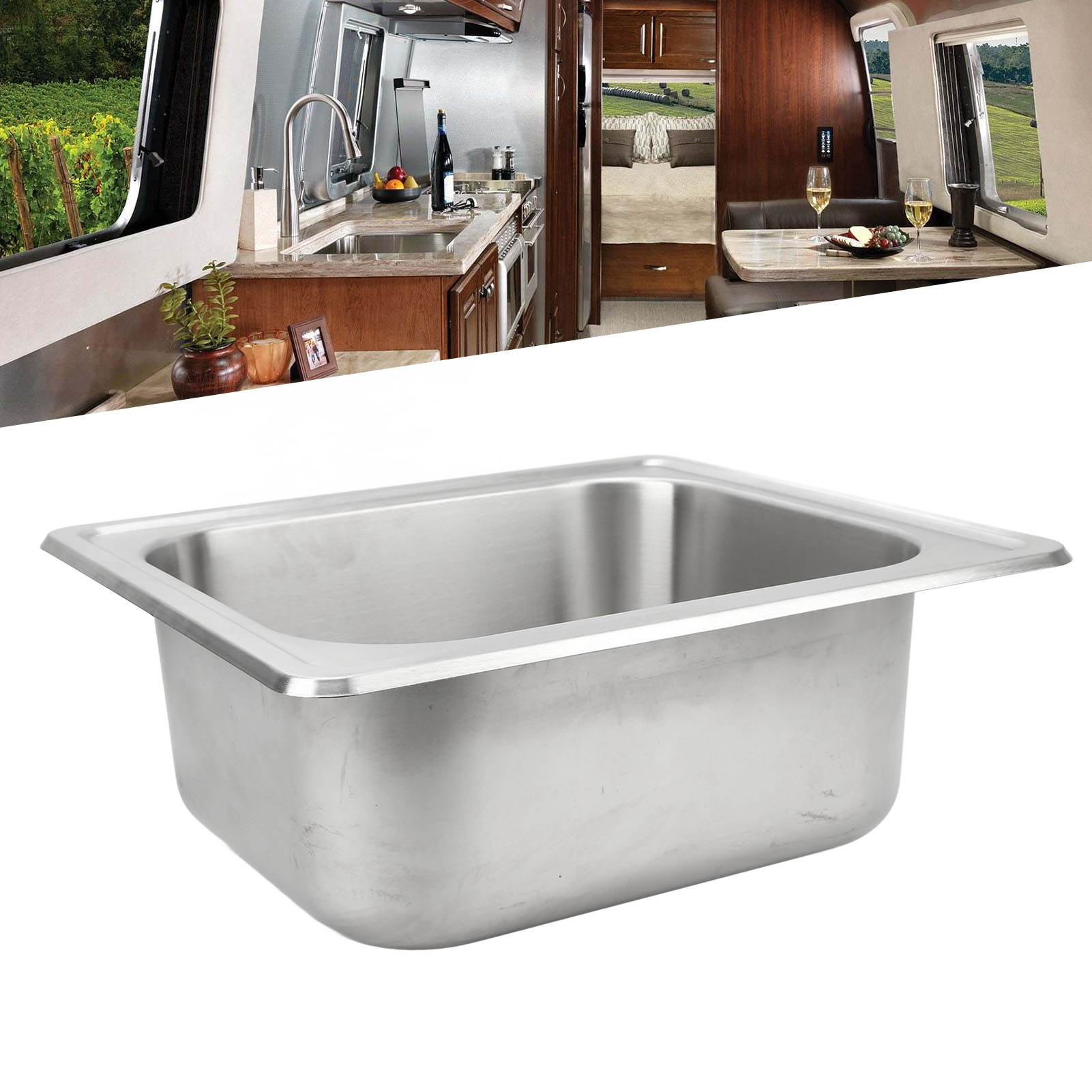 Küchen- Und Badezimmerzubehör Für Wohnmobile/yachten: Quadratisches Edelstahl-spülbecken/waschbecken 304 Mit Gebürsteter Oberfläche, 480 X 430 X 150 Mm (gr-505) (übergroß) (übergewichtig).