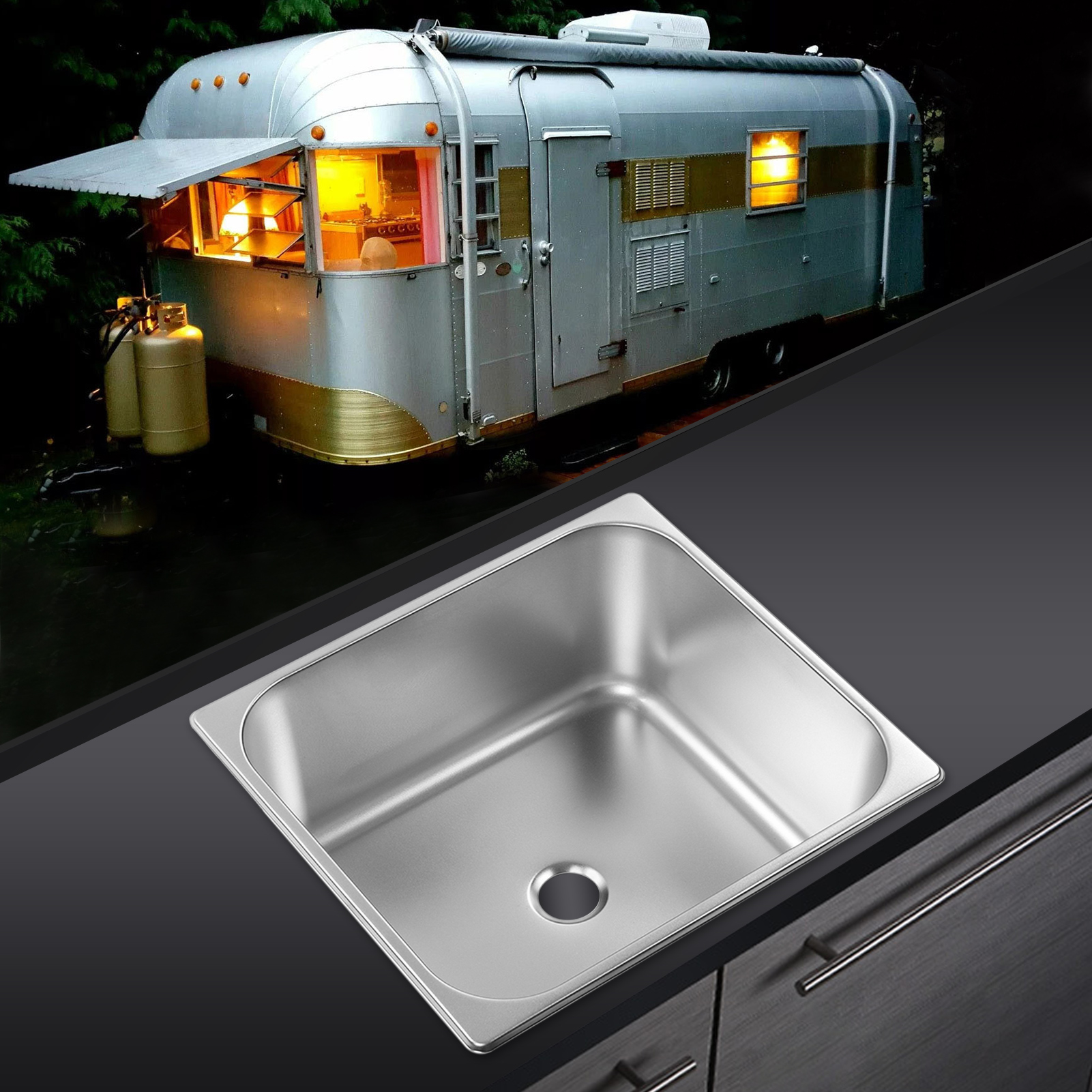 Zubehör Für Wohnmobile: 330300150 Mm Quadratische Einbauspüle Für Die Küche, 304 Edelstahl-barspüle Mit 40 Mm Abfluss Für Wohnmobile, Wohnwagen, Yachten, Badezimmer Und Küchen (gr-23150)