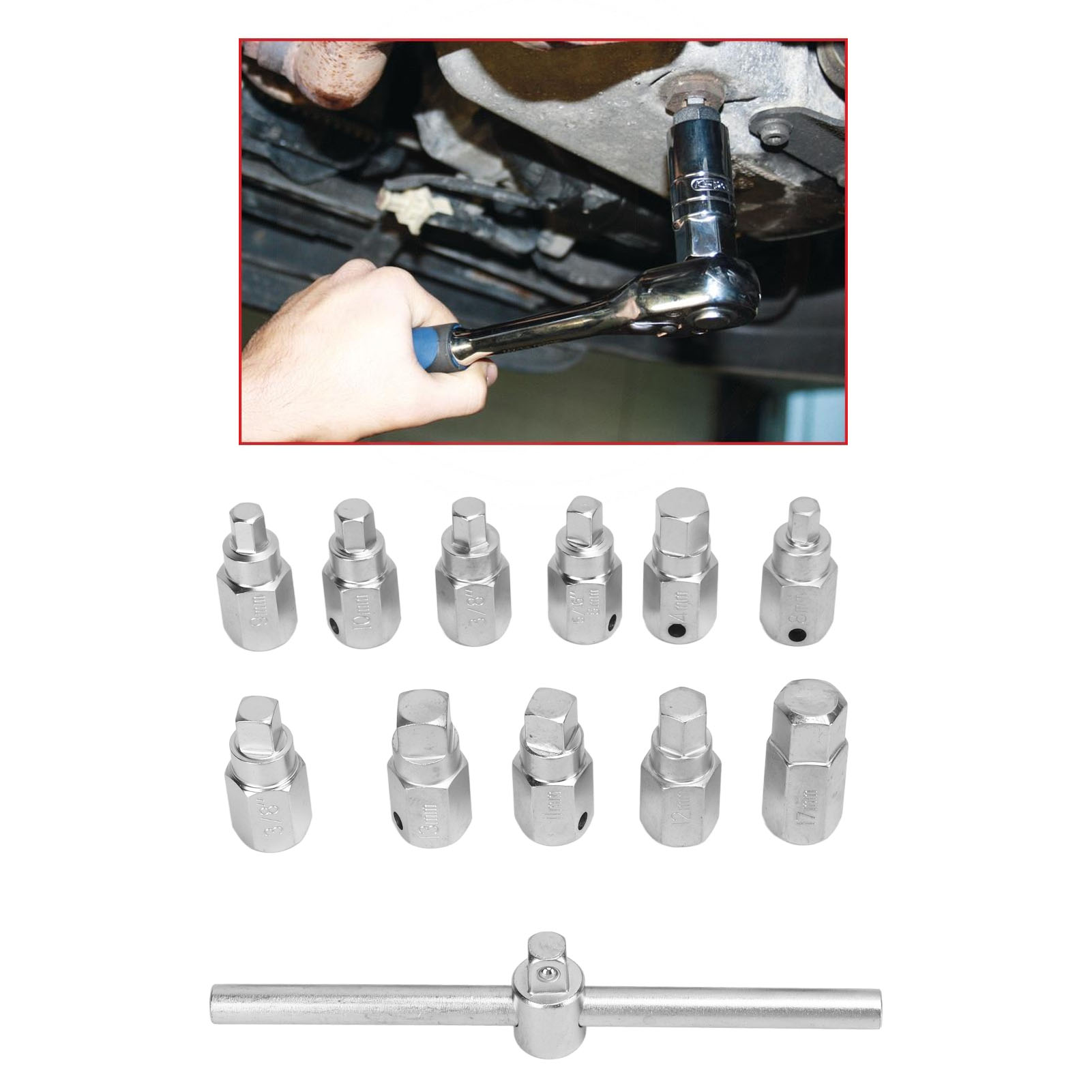 12-teiliges Set Inklusive: Ablassschraube, Ölwannenwerkzeug, 3/8"-schlüssel, Handschuh, Getriebewellen-reparaturset Und Ölablassschraube
