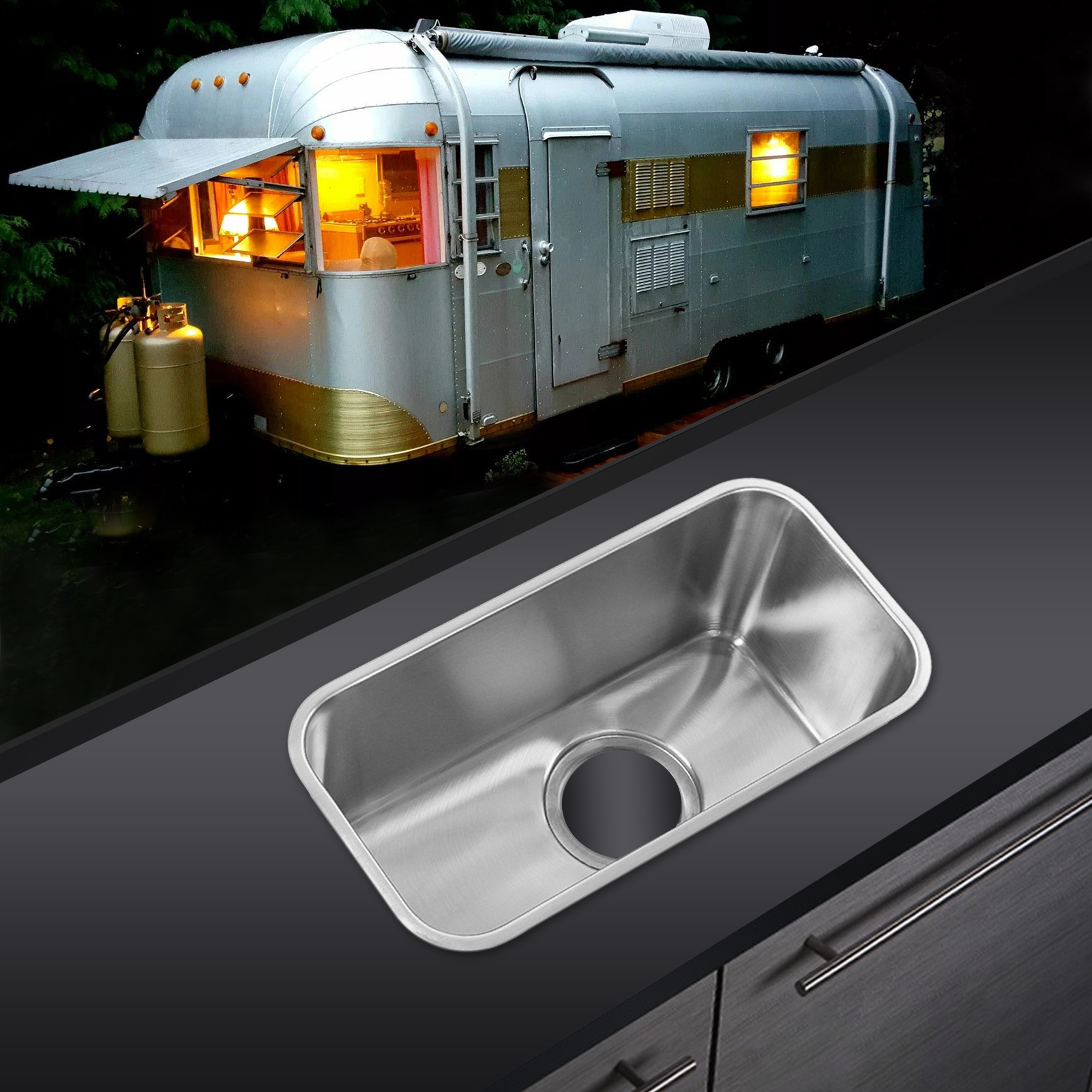 Rv-zubehör Spülbecken/waschbecken 390190185mm 304 Edelstahl Aufsatzspülbecken Mit 90mm Abfluss Für Wohnmobile, Wohnwagen, Yachten, Badezimmer Und Küchen (gr-523)