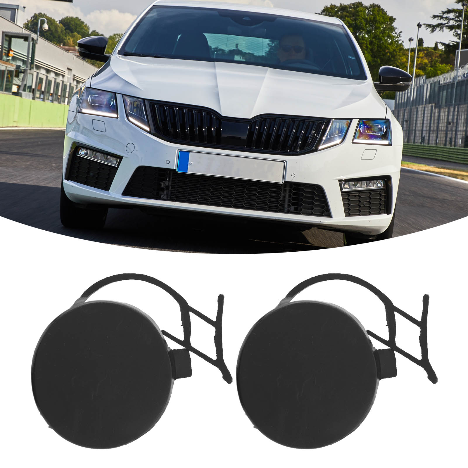 (t06) Abdeckung Für Die Anhängerkupplung An Der Vorderen Stoßstange, 2er-set, Teilenummer 5e0807241c. Passend Für Skoda Octavia Kombi 5e Facelift (2017-2019).