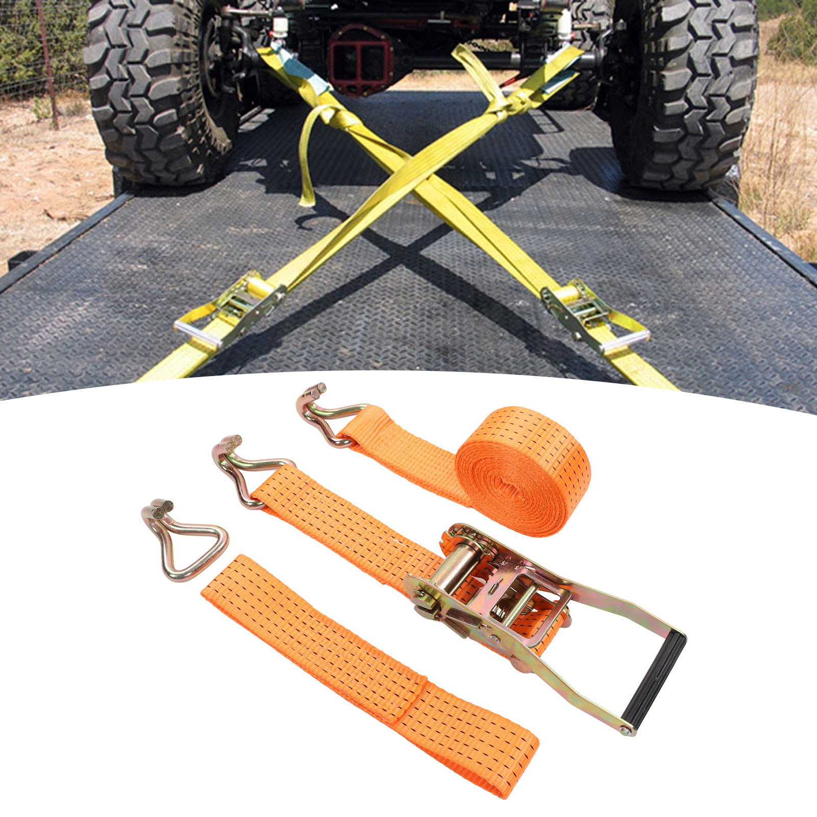 50-mm-reifenzurrgurte, 5 Tonnen Zugfestigkeit, Set Mit Vier Stück. Geeignet Für Alle Fahrzeugtypen (pkw, Suvs, Jeeps Oder Sportwagen, Auch Bei Überladung).