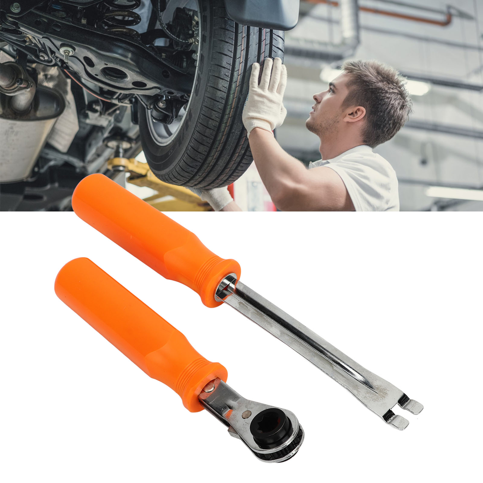 2-teiliges Set Bestehend Aus Einem Automatischen Spannungseinstellwerkzeug, Einem Gabelauslösewerkzeug Und Einem Doppelratschenschlüssel Zur Einstellung Des Druckluftbremssystems.