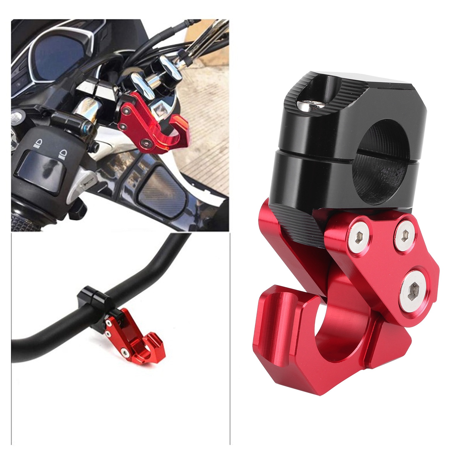 Klappbare Motorradlenkerhaken Und Helmhaken, Universal 22 Mm, Passend Für Die Marken Yamaha, Kawasaki, Honda Und Suzuki (rot).