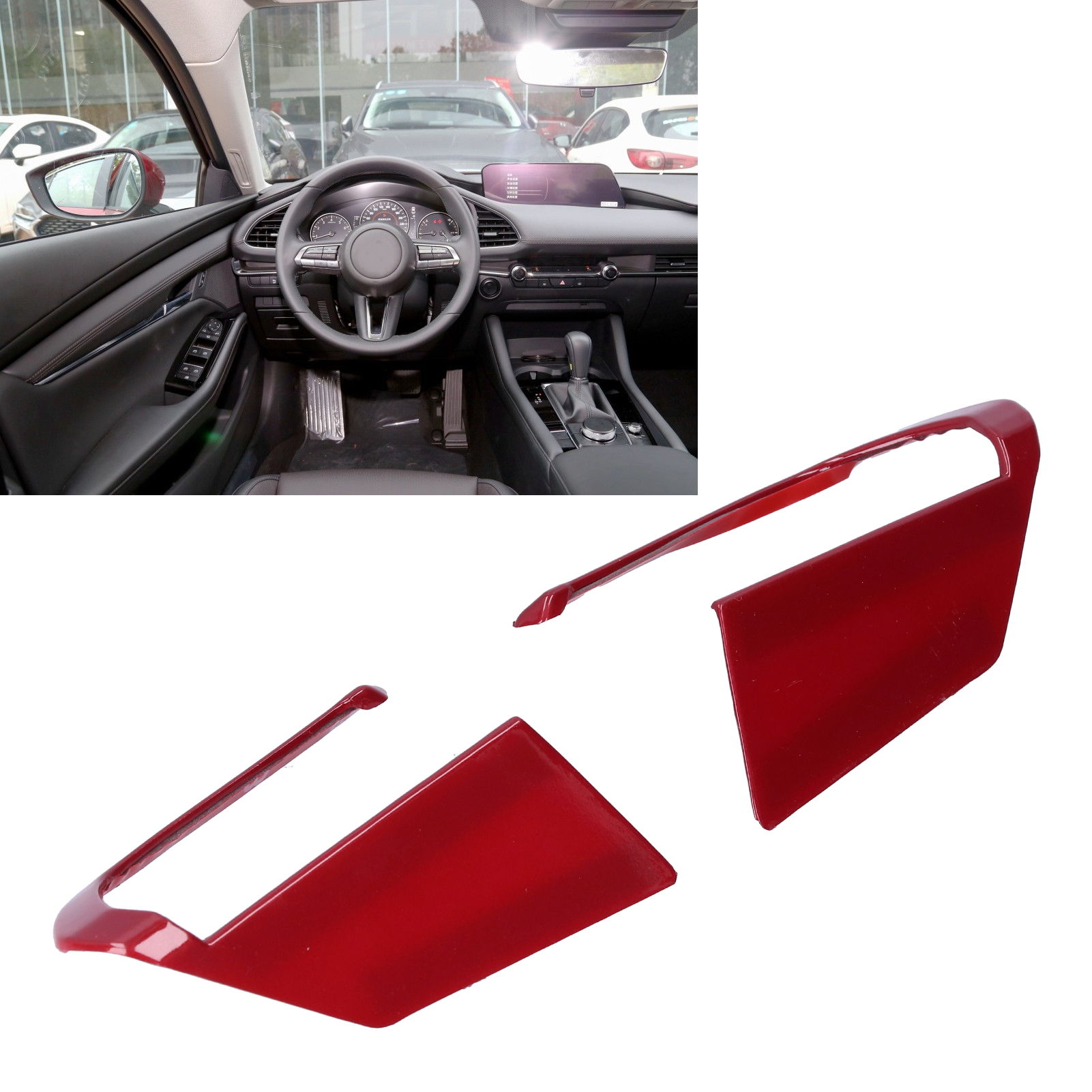 Dekorativer Aufkleber Für Das Autolenkrad, Kompatibel Mit Der Linken Und Rechten Seite, Für Mazda 3/axela 2020, Rot.