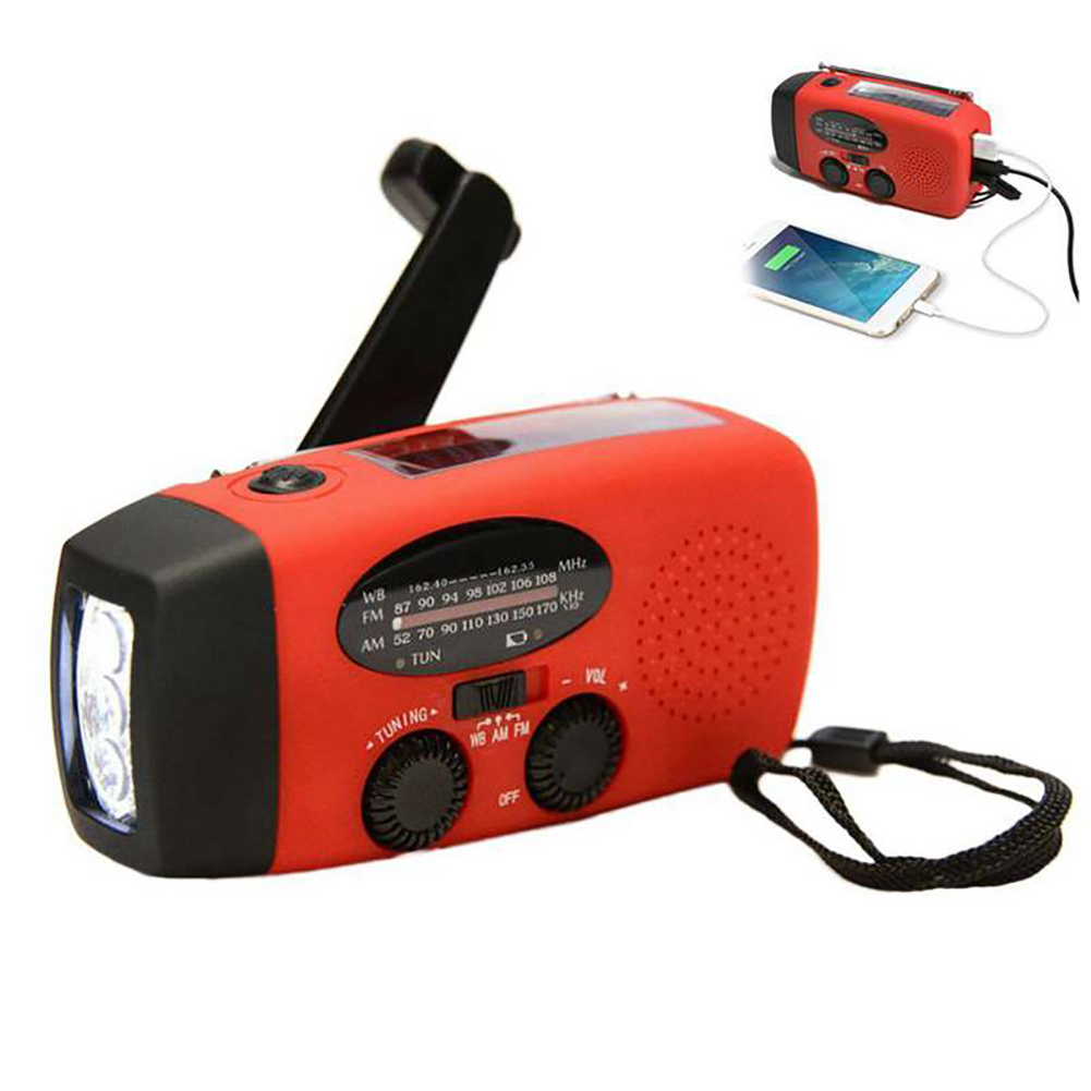 [yue Xing Hui] (geistiges Eigentum Nicht Genutzt) Handkurbel-solarradio - Rot 2000 Mah (nicht Anwendbar In Japan)