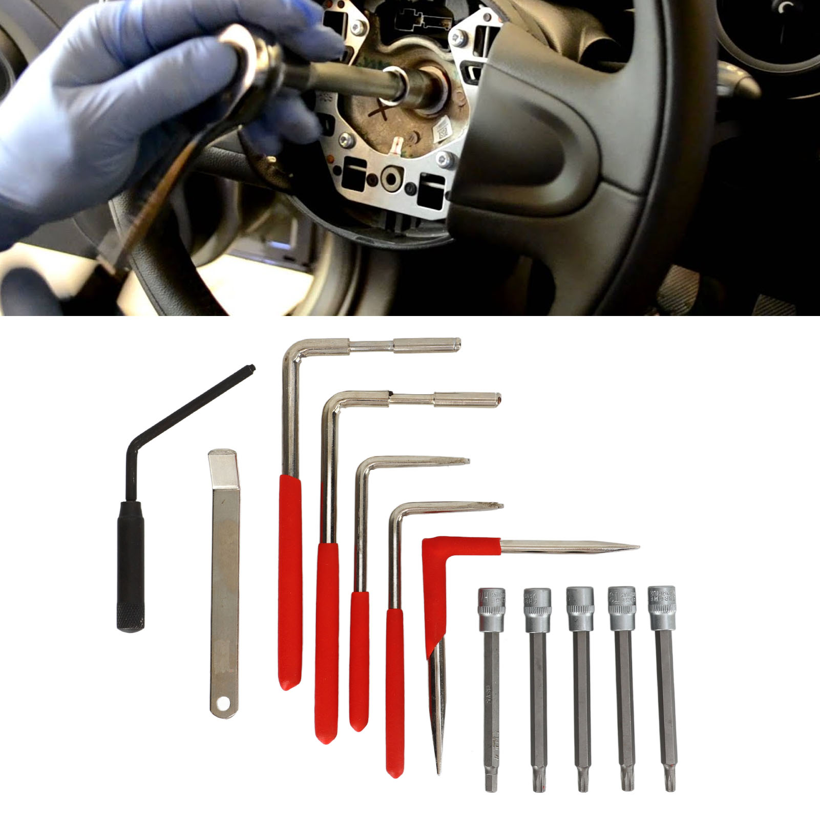 12-teiliges Airbag-ausbauwerkzeug-set. Das Airbag-ausbauwerkzeug Ist Kompatibel Mit Mercedes, Renault, Vag, Skoda Und Vauxhall.