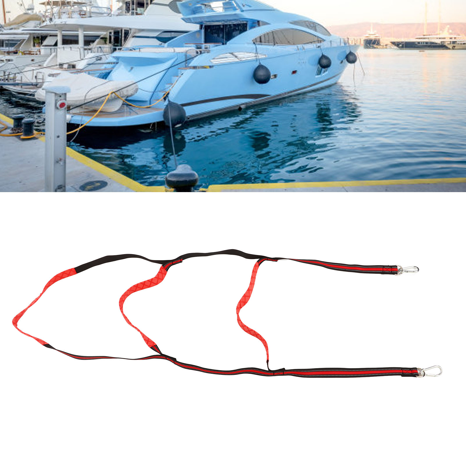 Tragbare Bootsleiter Mit Einstiegshilfeseil Und Karabiner, Rot, 3 Stufen