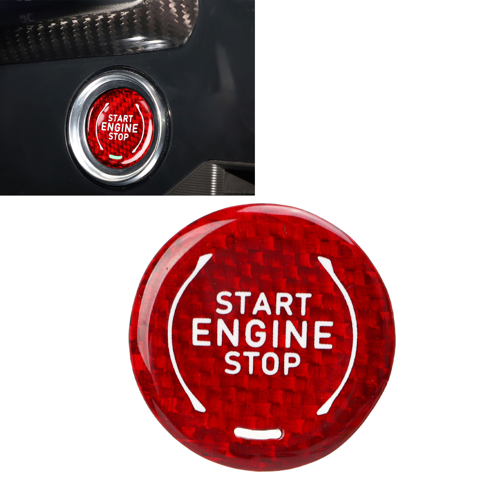 Startknopfleiste Aus Roter Kohlefaser Für Chevrolet Corvette C8 (ab 2020)