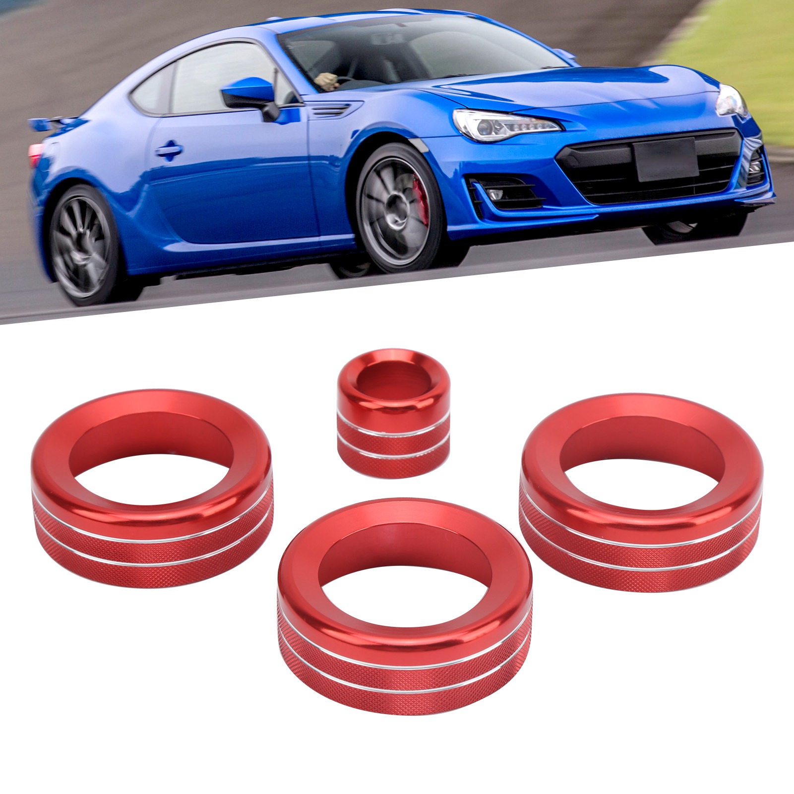 4-teiliges Set (rot) Zur Modifizierung Des Einstellknopfes Für Den Innenspiegel Bei Subaru Brz 2017-2020 Mit Klimaanlage.