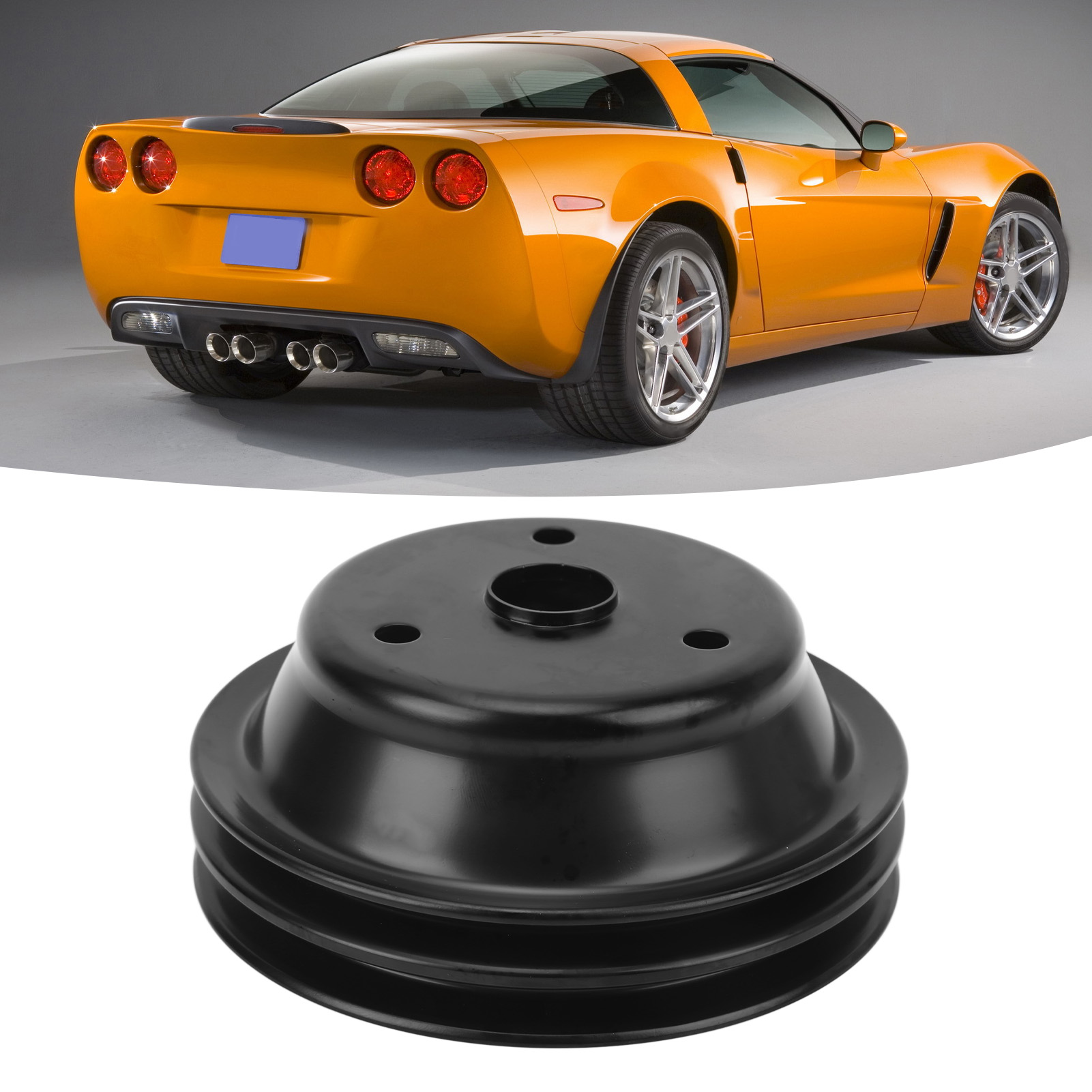 Lange, Doppelt Gerillte Schwarze Wasserpumpenriemenscheibe Für Chevy Sbc 262 350 400 Motor (si-at25137)