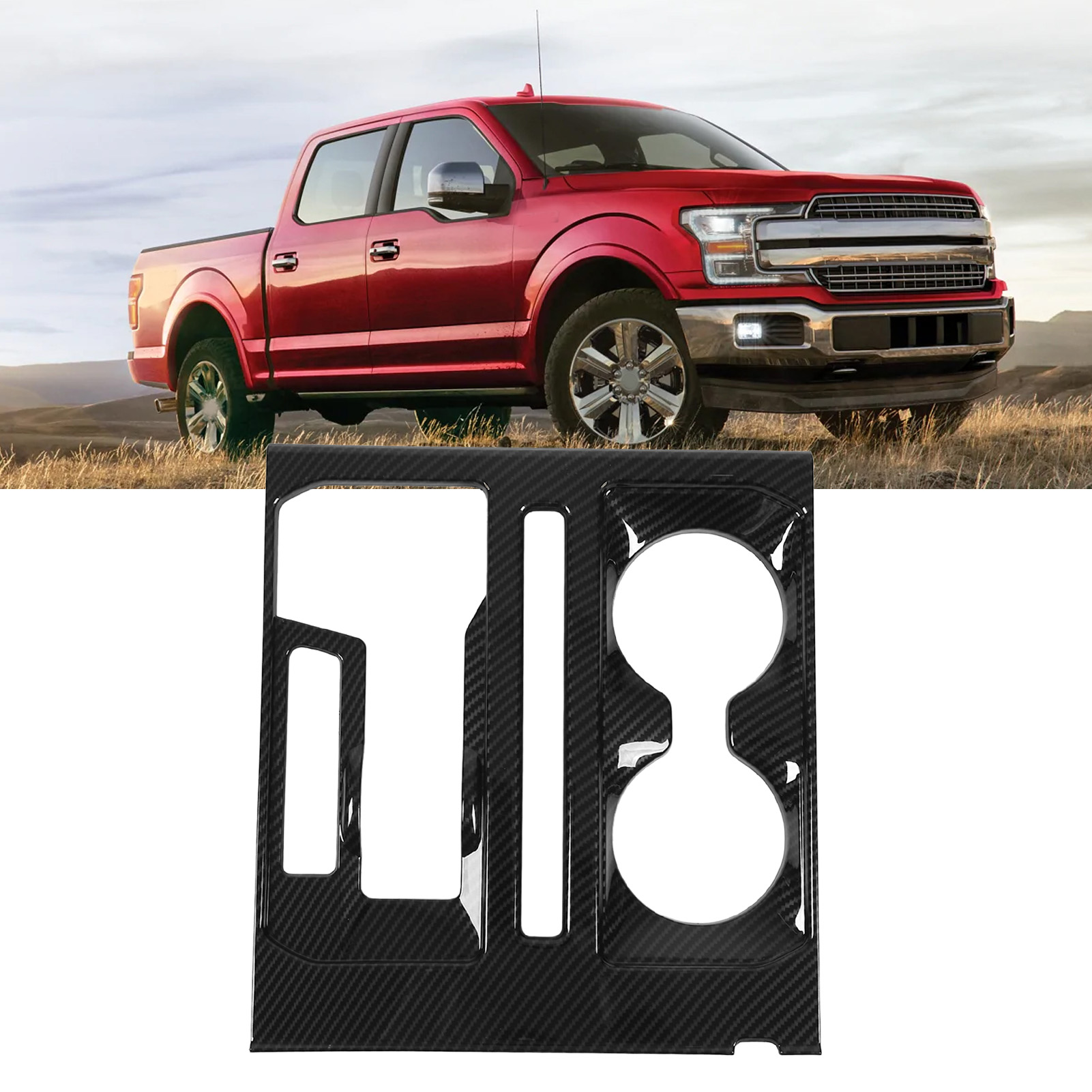 Die Zierleiste Mit Carbonfaser-textur Am Schalthebel- Und Getränkehalterpanel Der Mittelkonsole Passt Zum Ford F150+ Ab Baujahr 2021.
