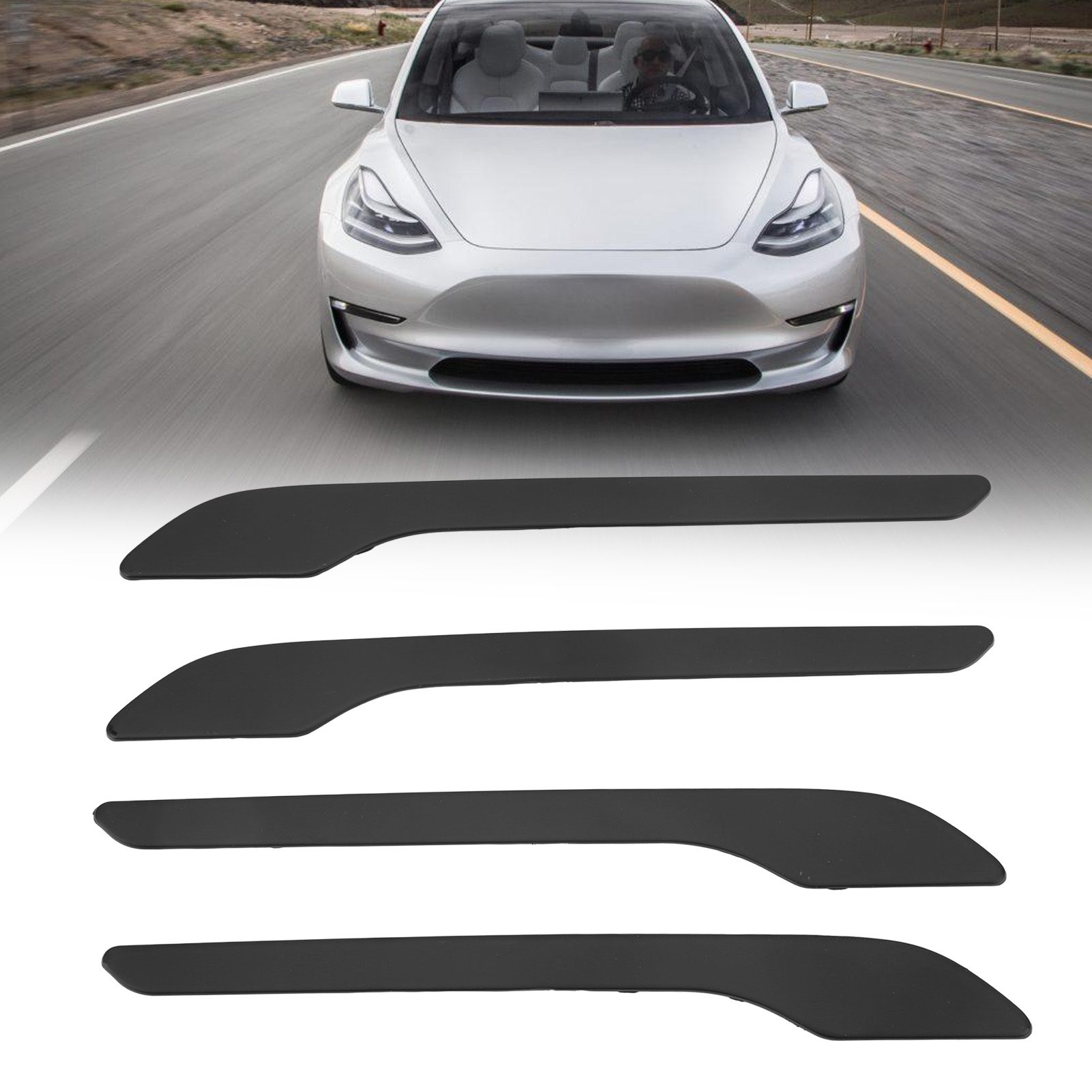 Dekorative Aufkleber Für Die Türgriffe Des Tesla Model 3 (2017–2020), Mattschwarz.