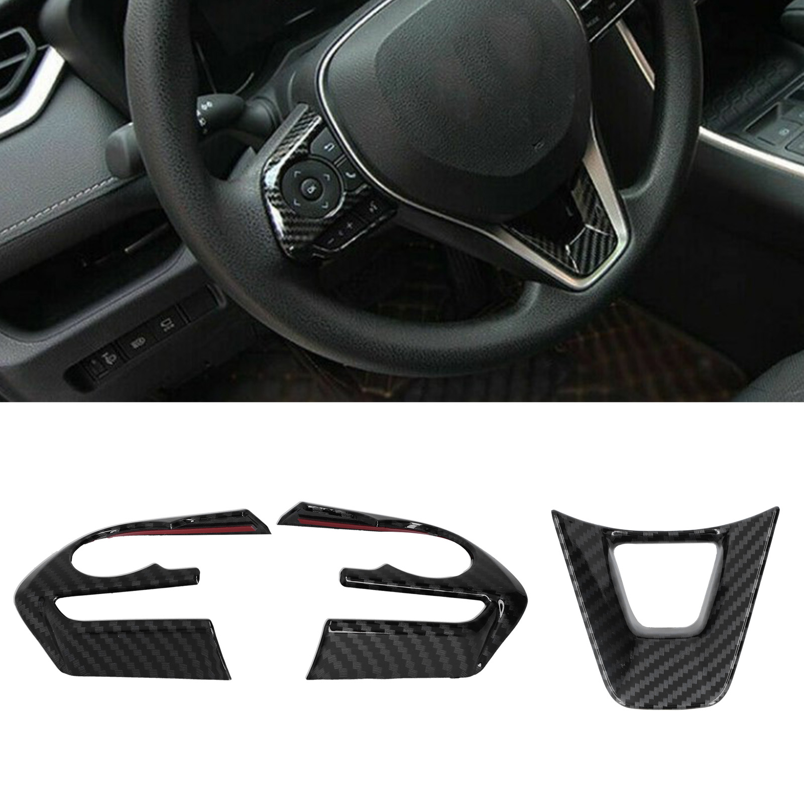 Fahrzeugmodifikation: Zierrahmen Für Das Lenkrad In Carbonfaser-optik Für Toyota Rav4 2019-2021.