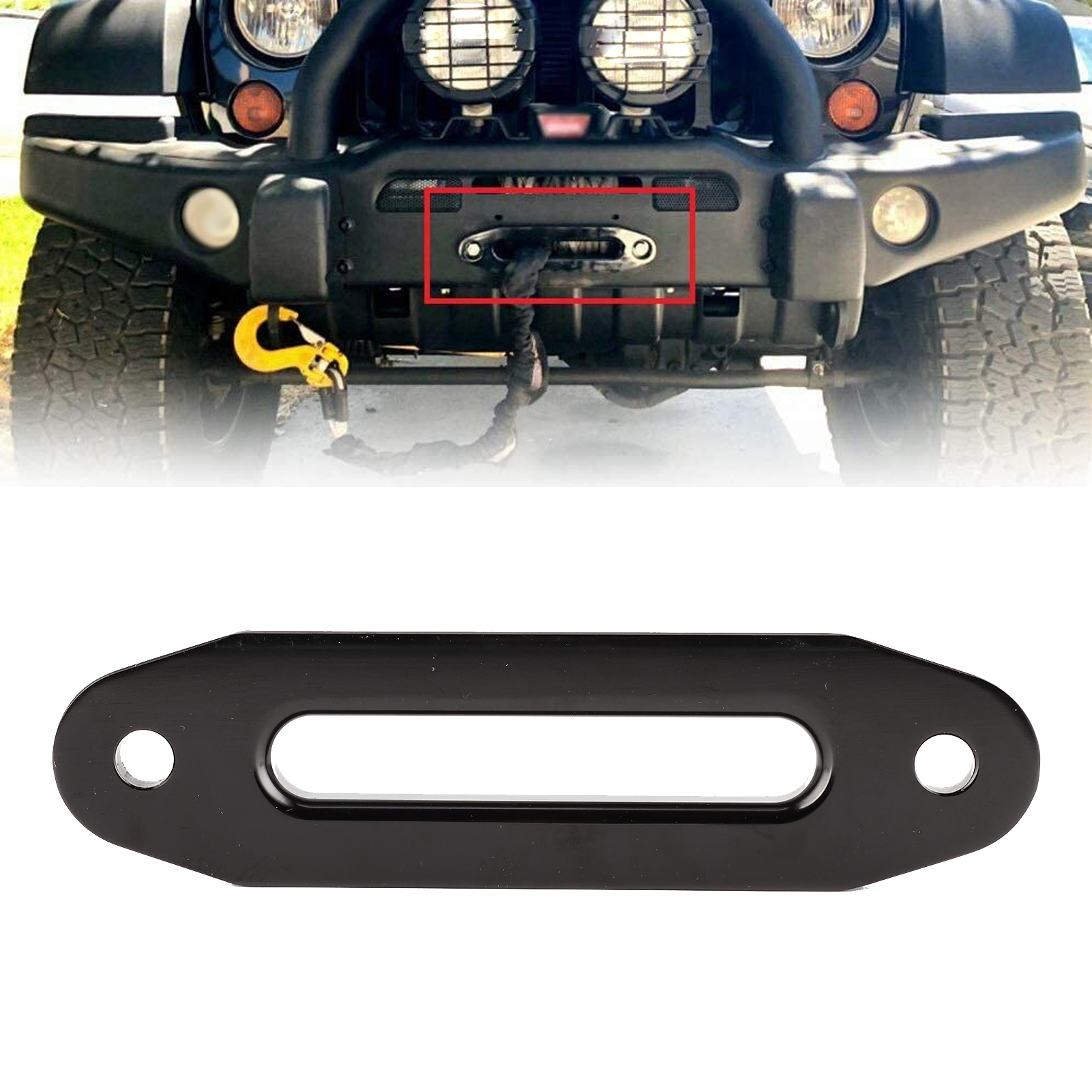 Aluminium-führungsseilanschlag Für Seilwinden Von Geländefahrzeugen, Seilwindenzubehör Für Nylonseile (152 Mm, Schwarz)