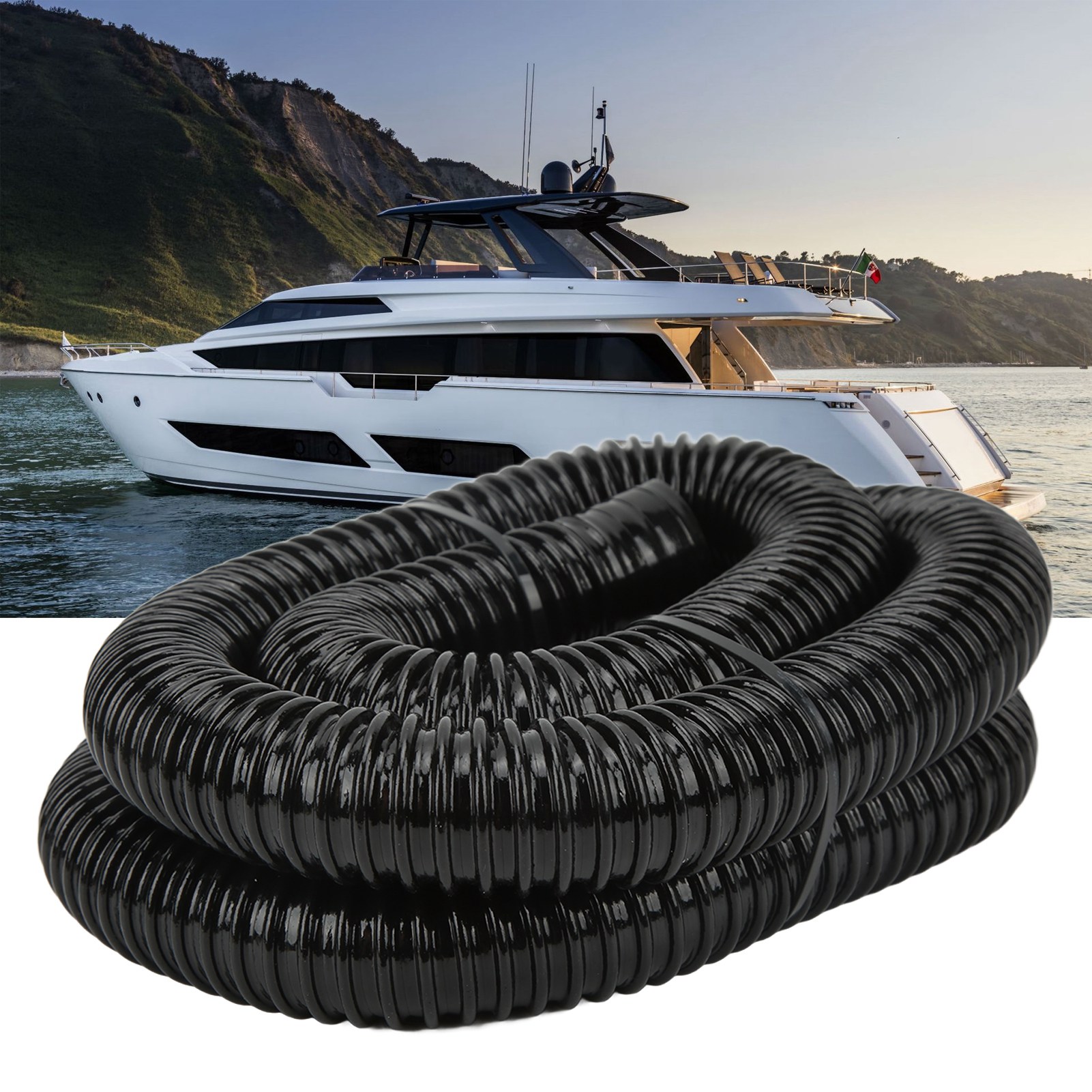 Installationsset Für Bilgenpumpen-ablaufschläuche Für Yachten/wohnmobile, 1-1/8 Zoll, Schwarz [29 Mm]