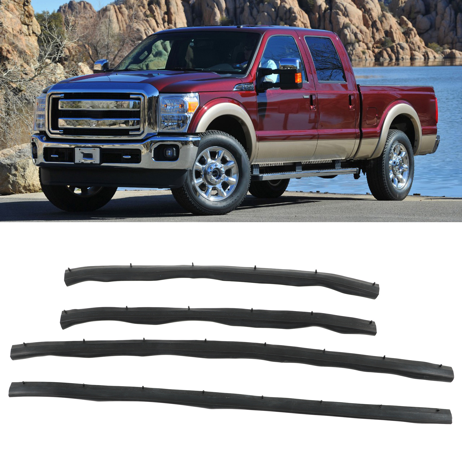 Satz Mit 4 Unteren Tür- Und Fensterdichtungen Für Vorder- Und Hintertüren Für Ford F250 F350 Super Duty Crew Cab 1999-2016 F81z-2520758-aa 1c3z-26253a24-a (mw-1010-bk).