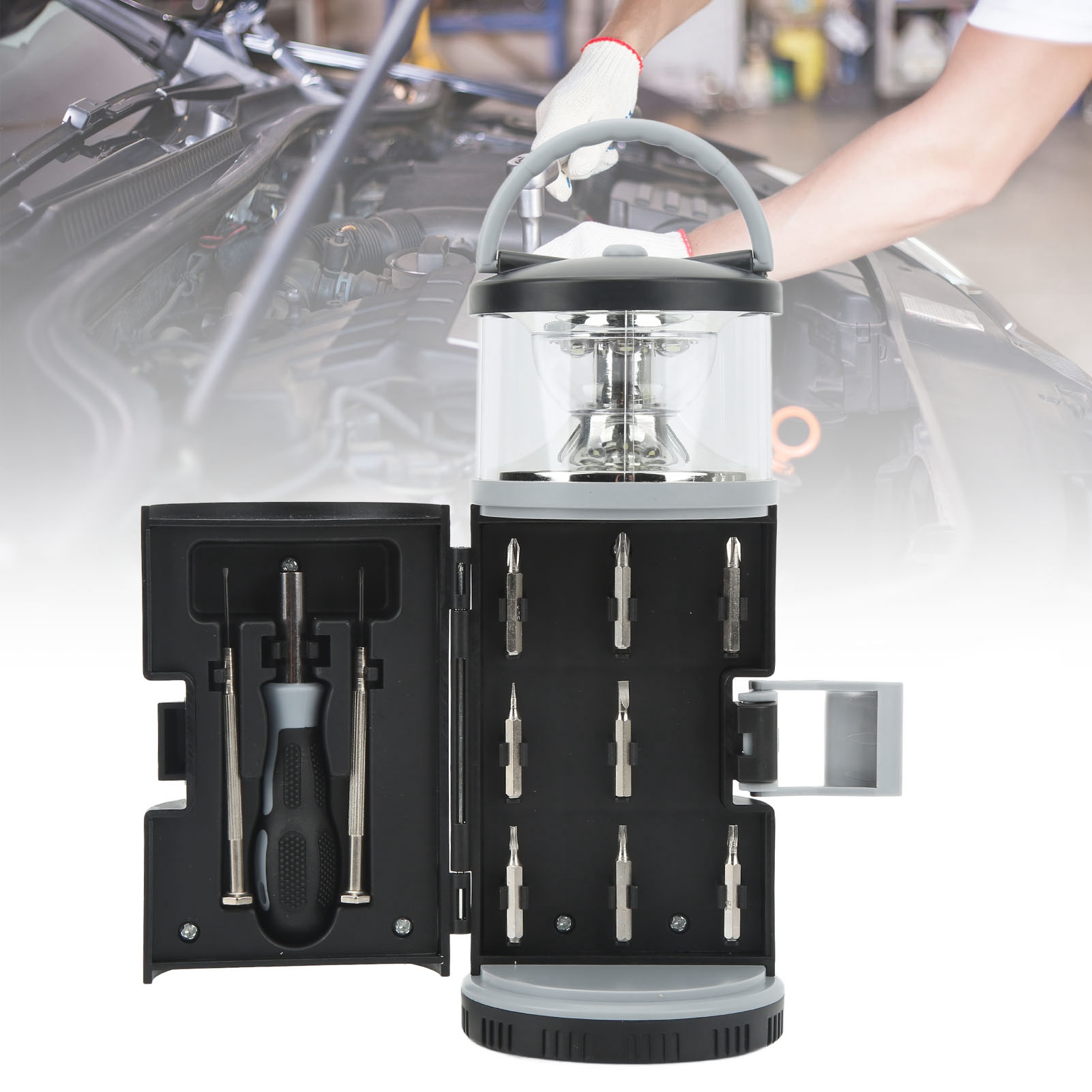 Tragbares Werkzeugset Inklusive Lampe Und Kleinem Schraubendreher, Einfache Werkzeuge Für Die Autoreparatur (batterien Nicht Enthalten).
