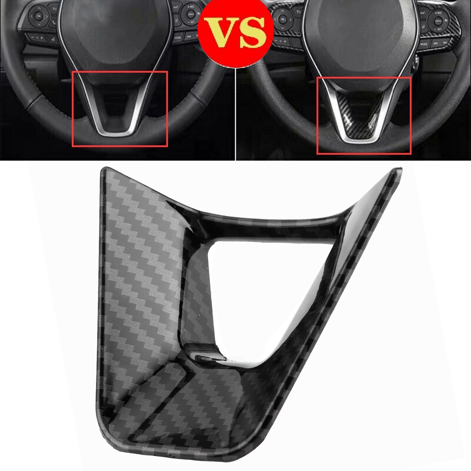 Lenkradaufkleber, Passend Für Toyota Corolla/levin Ab 2019 Und Rav4 Ab 2020 (bitte Beachten Sie Bei Der Bestellung, Dass Die Klebefläche Kein 3m-logo Trägt). Glänzend Schwarze Carbonfaser-optik.