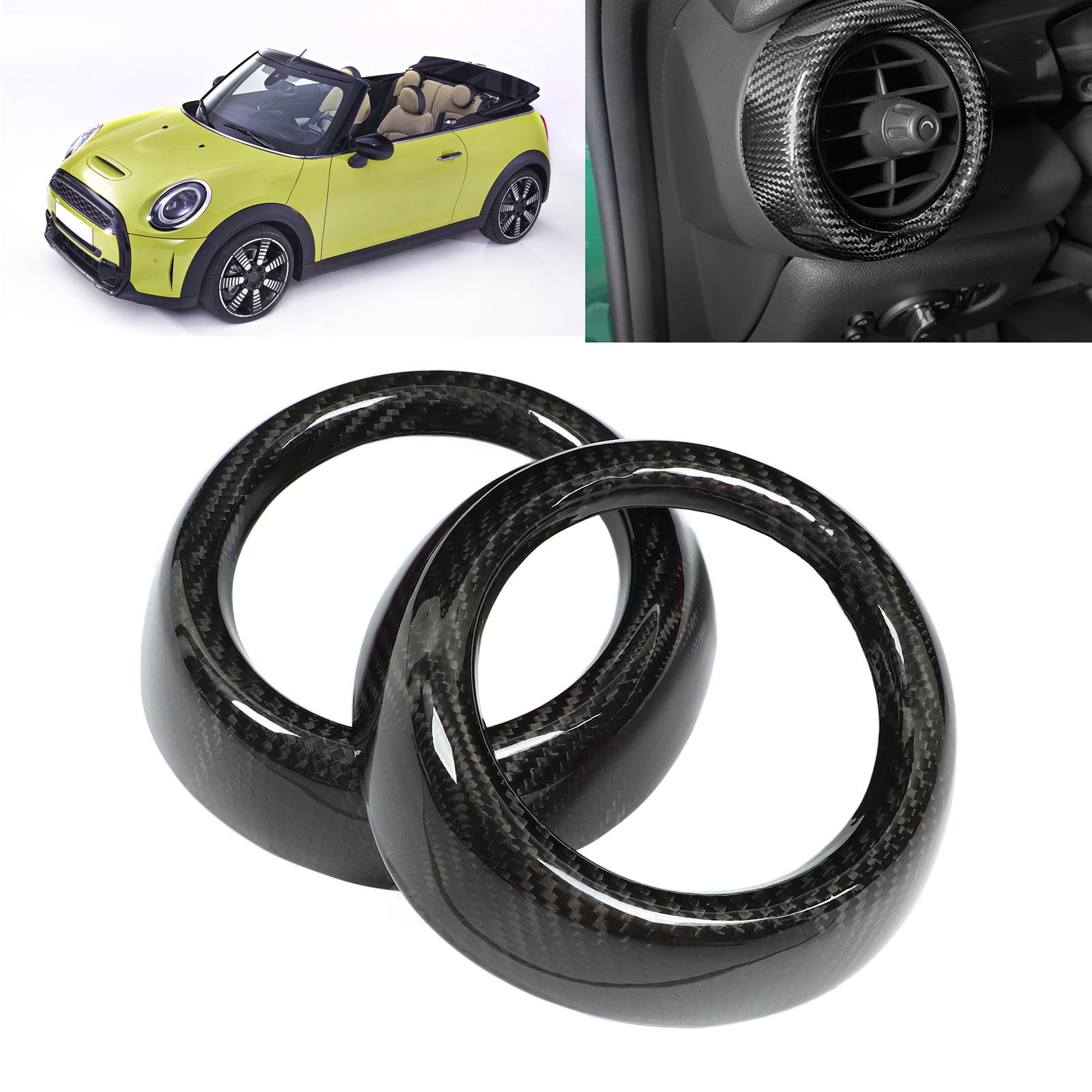 Ein Paar Zierringe Aus Kohlefaser Für Die Lüftungsschlitze Der Mittelkonsole, Passend Für Mini F55/f56/f57 Modelle Von 2014 Bis 2021.