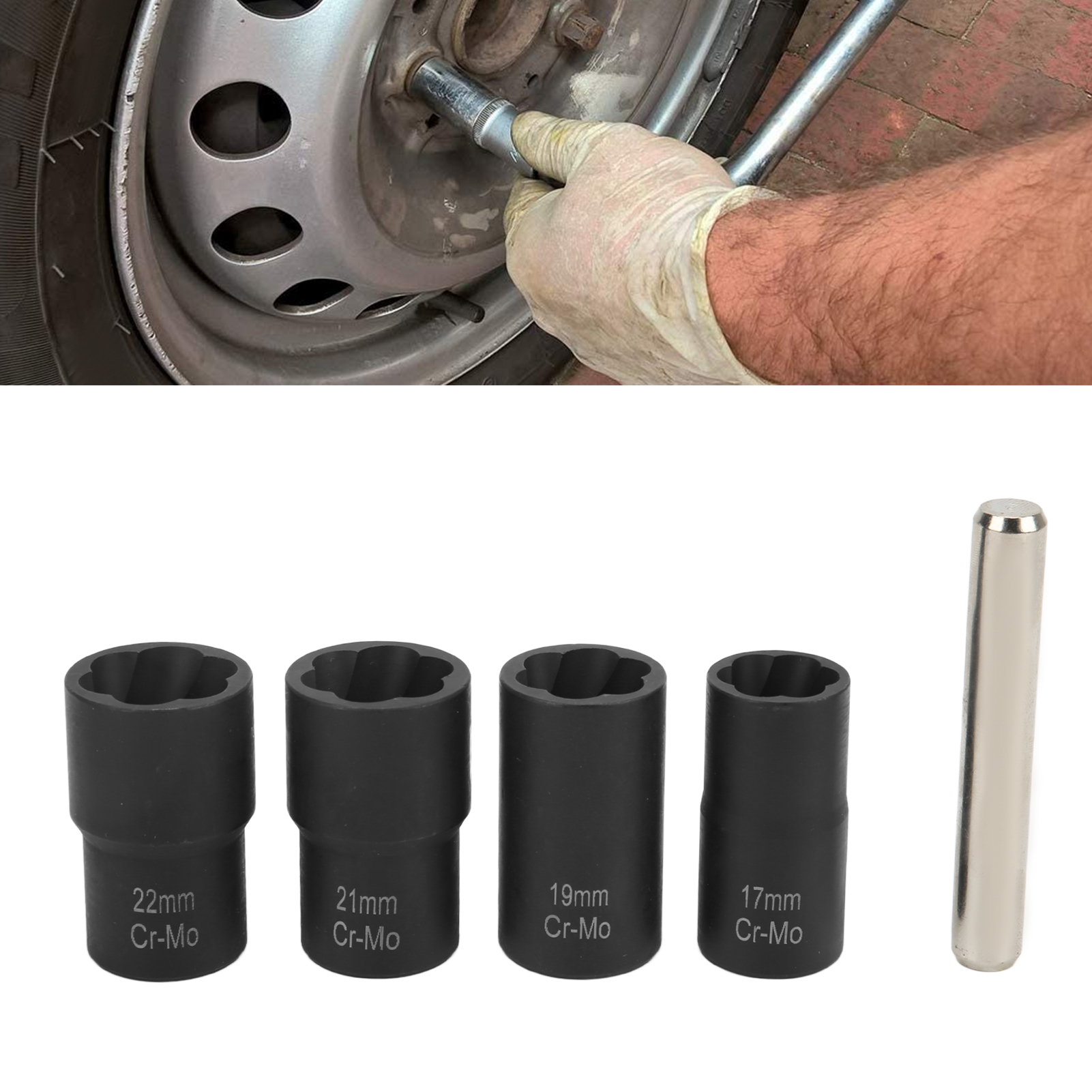 Set Aus 5 Werkzeugen Zum Entfernen Unregelmäßiger, Verrosteter Muttern Und Schrauben: 1/2" Torx-steckschlüssel.