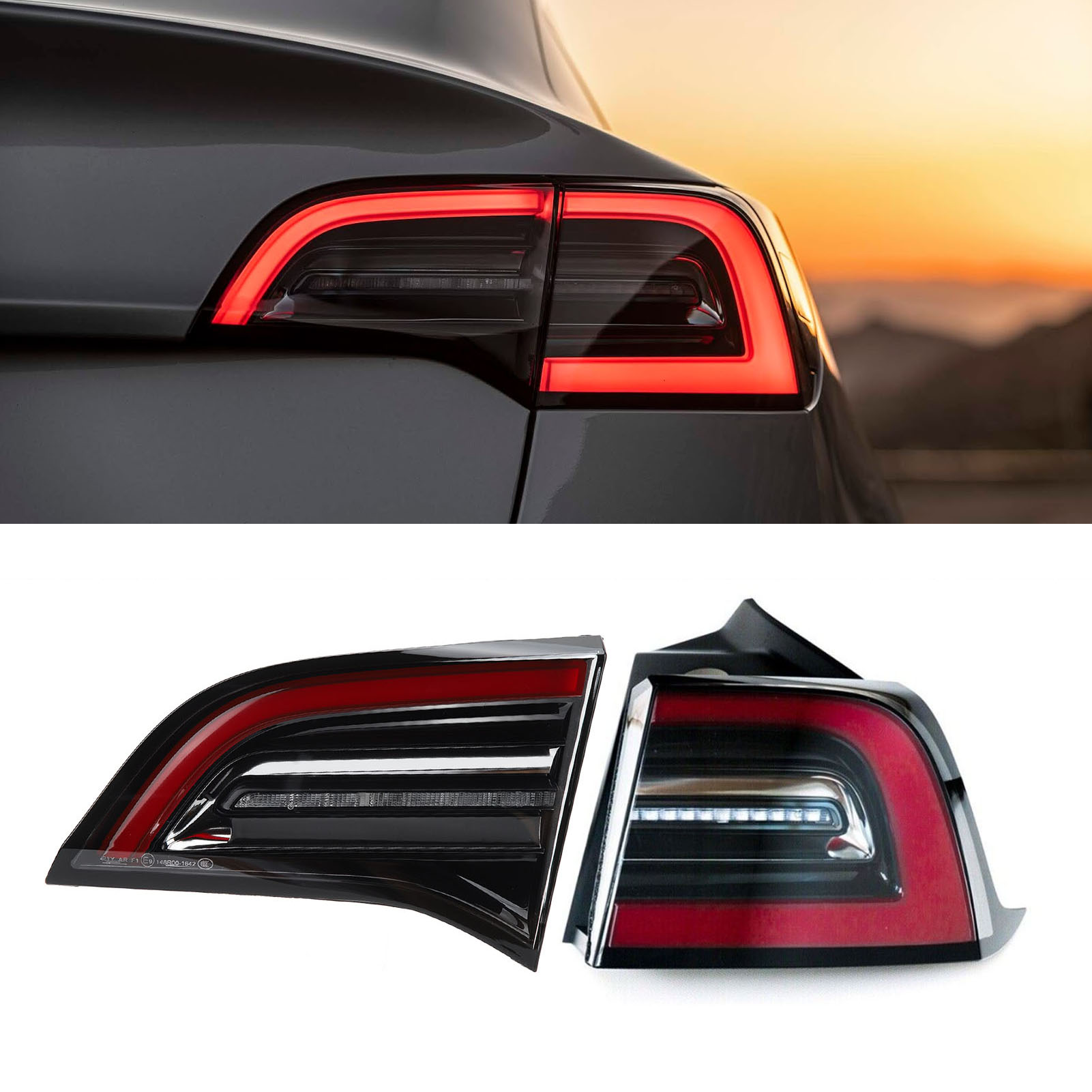 (t04) Flache Tesla-rückleuchte, Originalausführung, Rechte Innere Leuchte 1502089-00-b. Passend Für Tesla Model 3 Y 2021-2023.