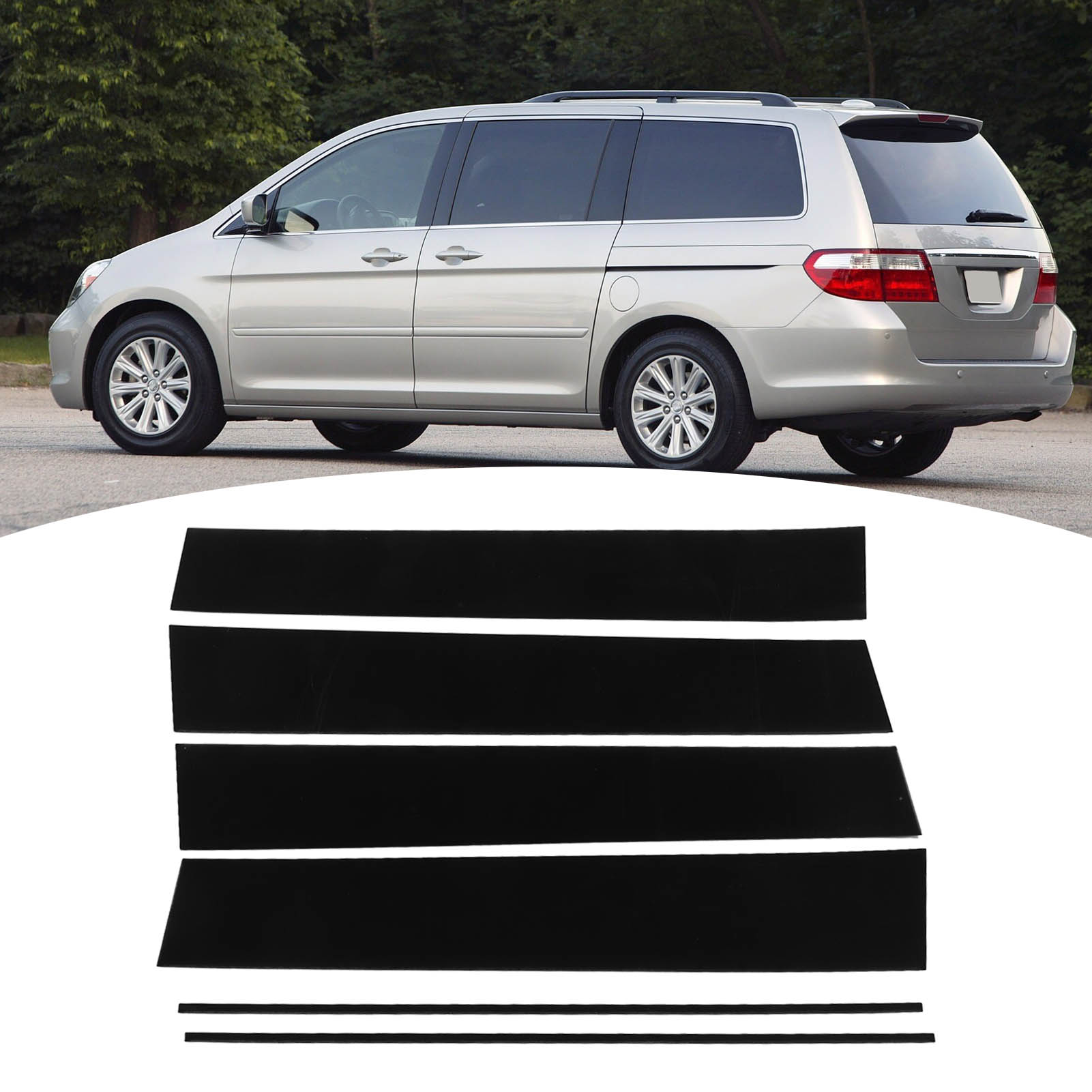 Sechsteiliges Set Inklusive Glänzend Schwarzer Fensterleisten Und B-säulen-aufklebern Für Honda Odyssey 2005-2010