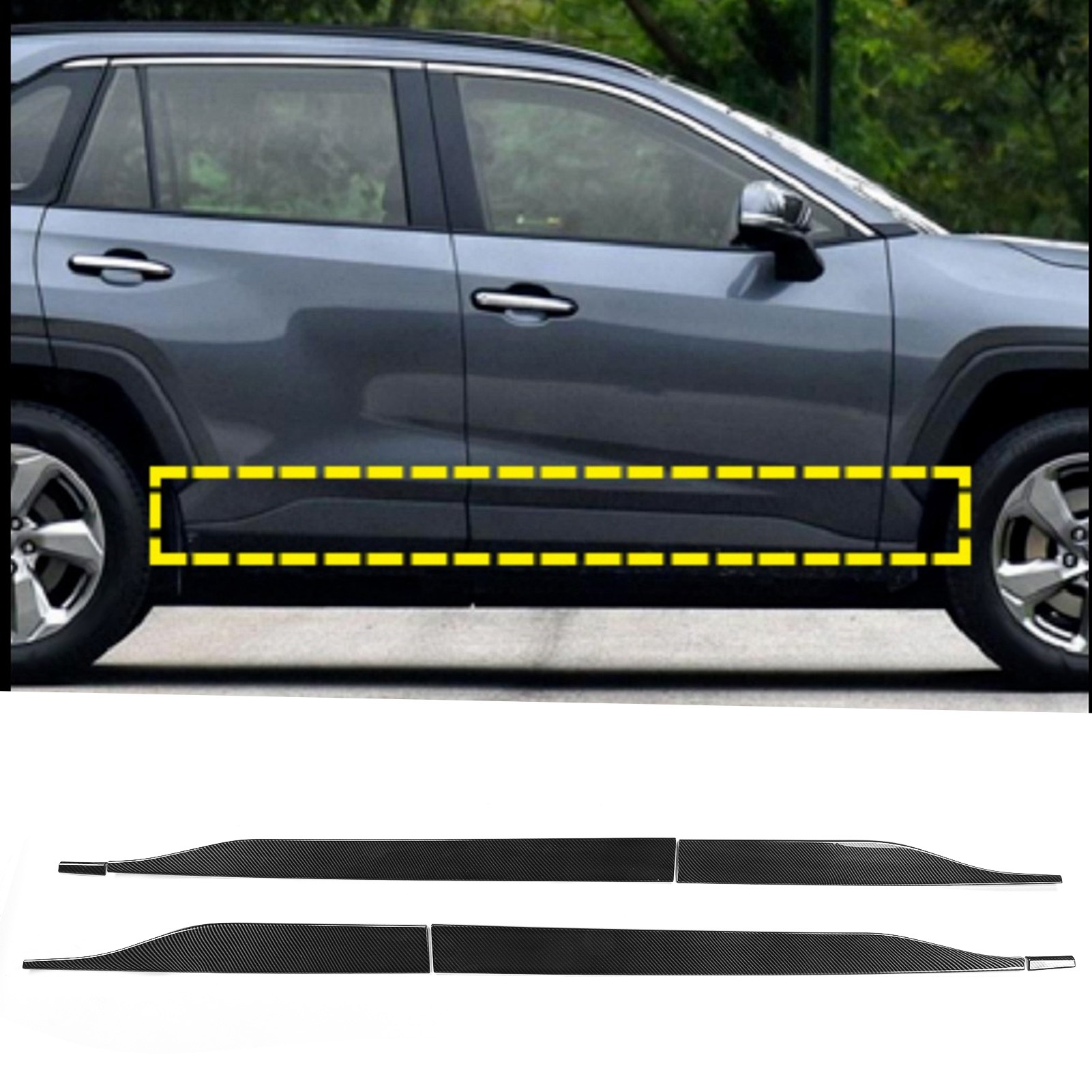 Modifikationen Für Toyota Rav4 2019-2021: Übergroße Seitenverkleidungen, Türleisten Und Zubehör Aus Kohlefaser.
