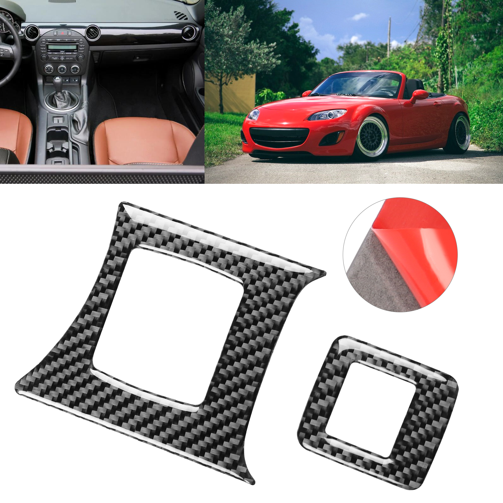 Dekor-set Für Schalterknöpfe Aus Kohlefaser Für Mazda Mx-5 Nc Cabriolet 2009-2015 (2-teilig)