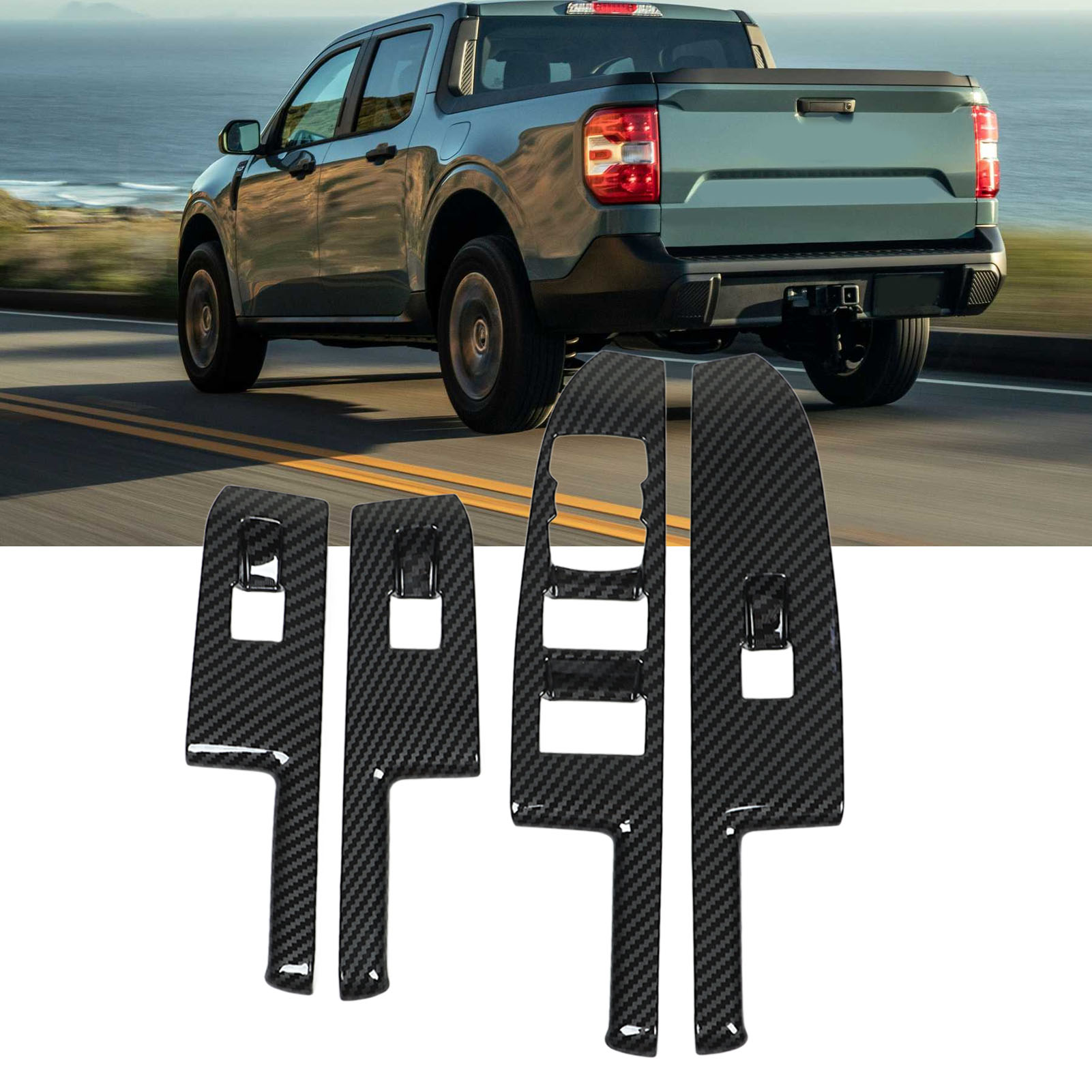 Satz Von Vier Tür- Und Fensterbedienelementen In Carbon-optik Für Ford Maverick Pickup Ab 2022 (linkslenker).